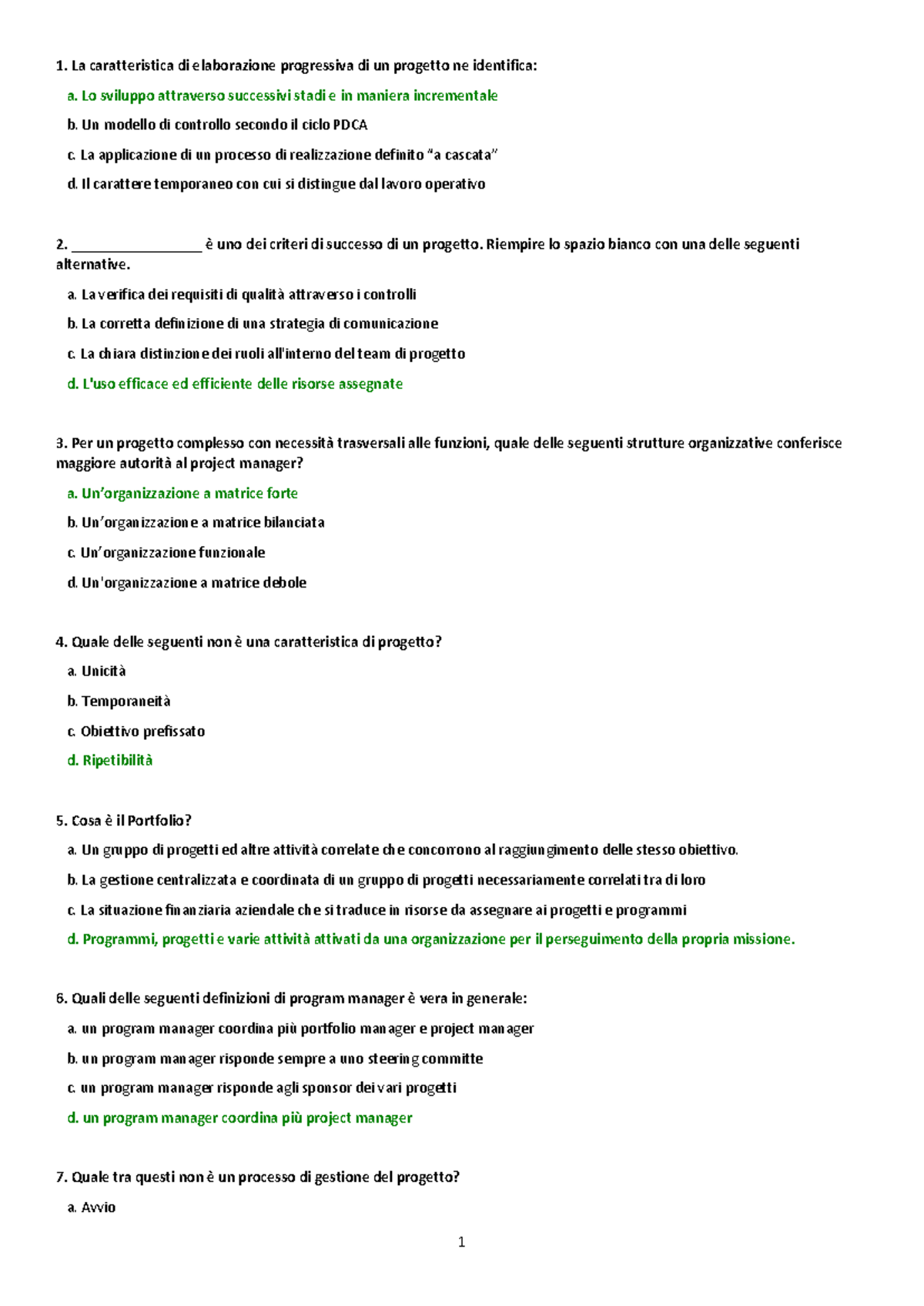 Test di simulazione ISiPM Base: Domande e Risposte (Parte 2) - Studocu