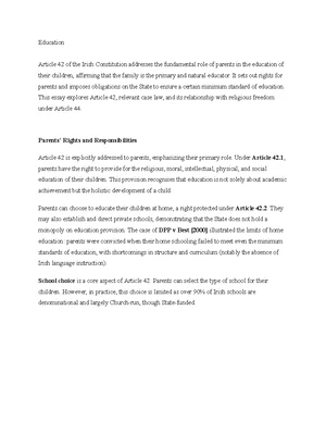 LA4440 - Constitutional Law - Essay on Equality and Article 40 - Studocu