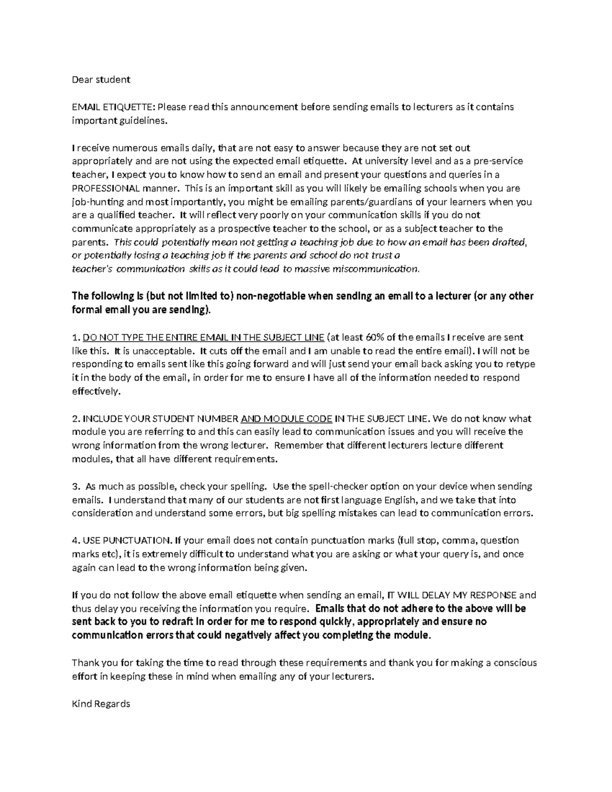 Effective Email Etiquette Guidelines for Students - Studocu