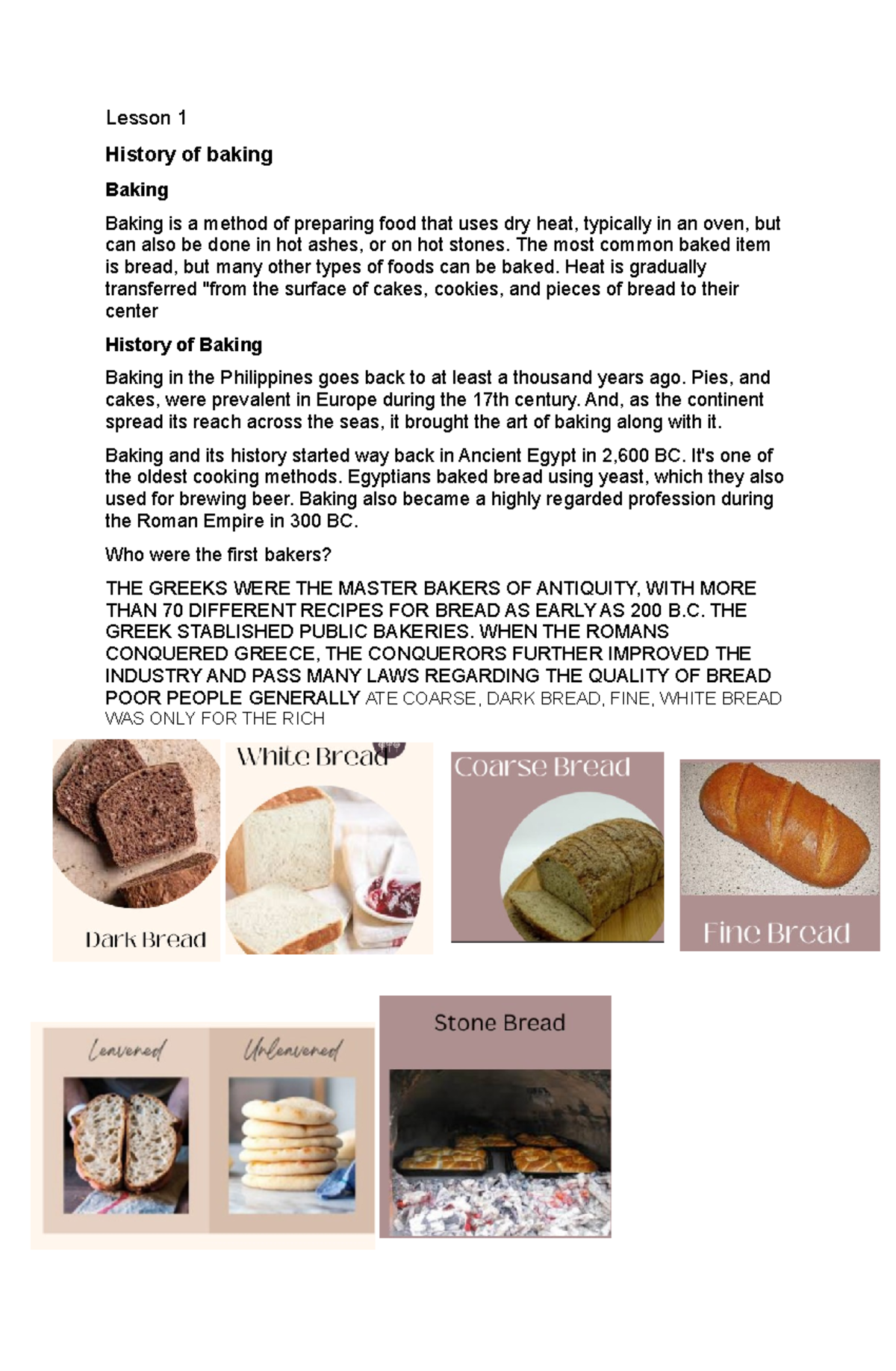 FSM 101 - Lesson 1: The Fundamentals of Baking and Ingredients - Studocu