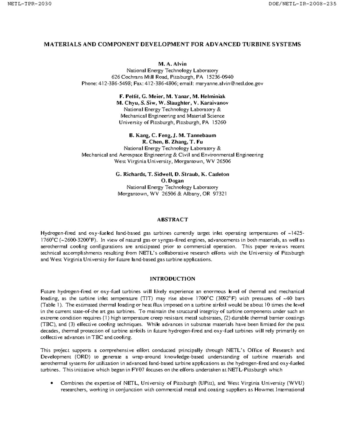 Advanced Turbine Systems: NETL Research Insights - Studocu