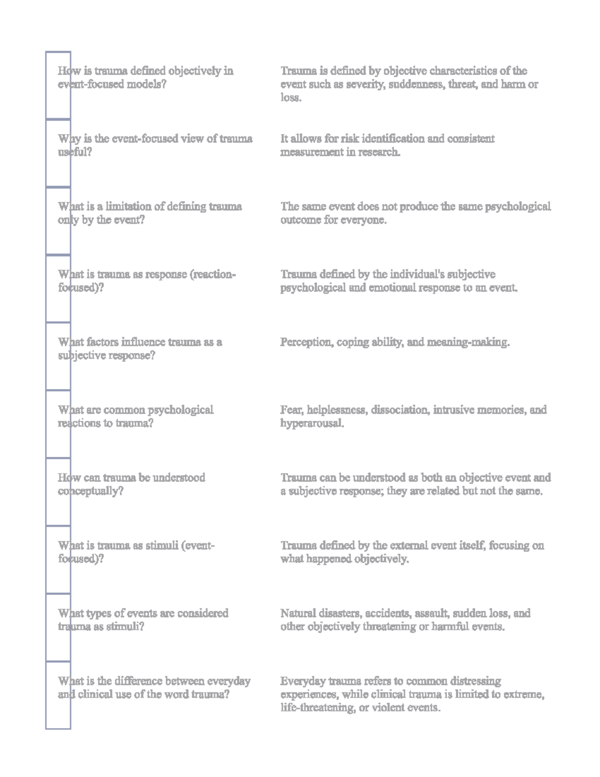 Trauma Exam Study Guide (PSY 301) - Studocu