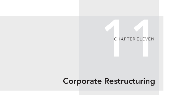 Chapter 11: Corporate Restructuring in M&A (M&A 11) - Studocu