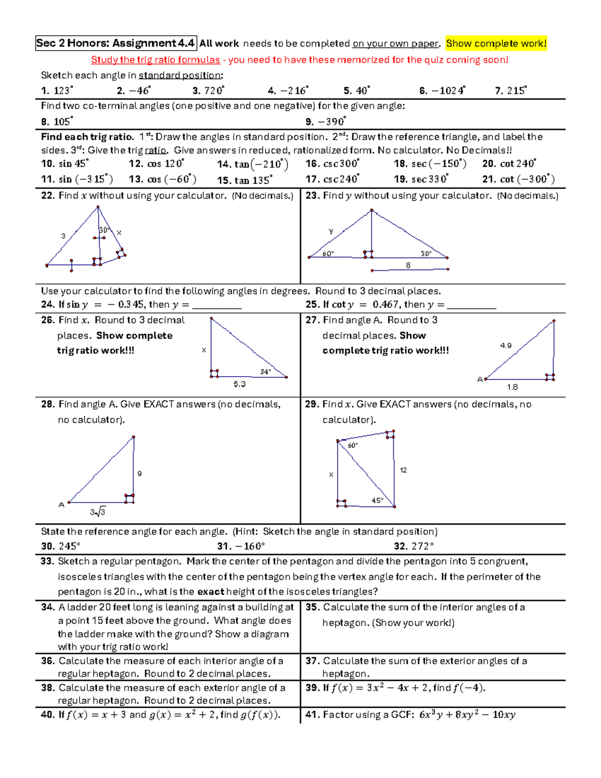 4.4 Math - This is for Secondary 2 Honors math, in Davis School ...