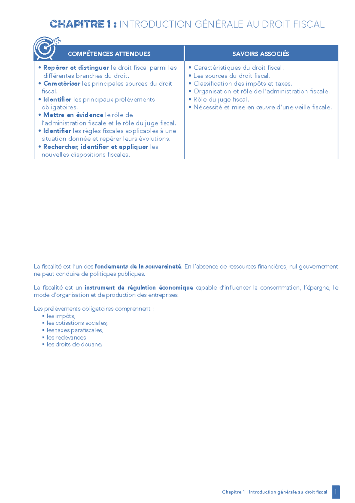 Ch1 introduction generale au droit fiscal - Chapitre 1 : Introduction ...