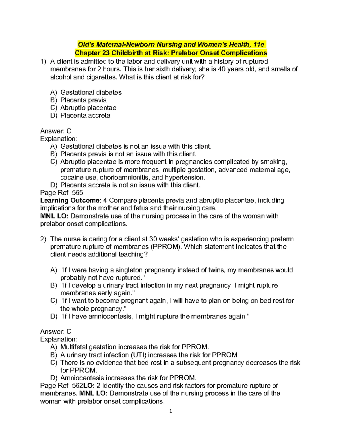Olds CH 30 TB MB - The Newborn at Risk: Conditions Present at Birth ...