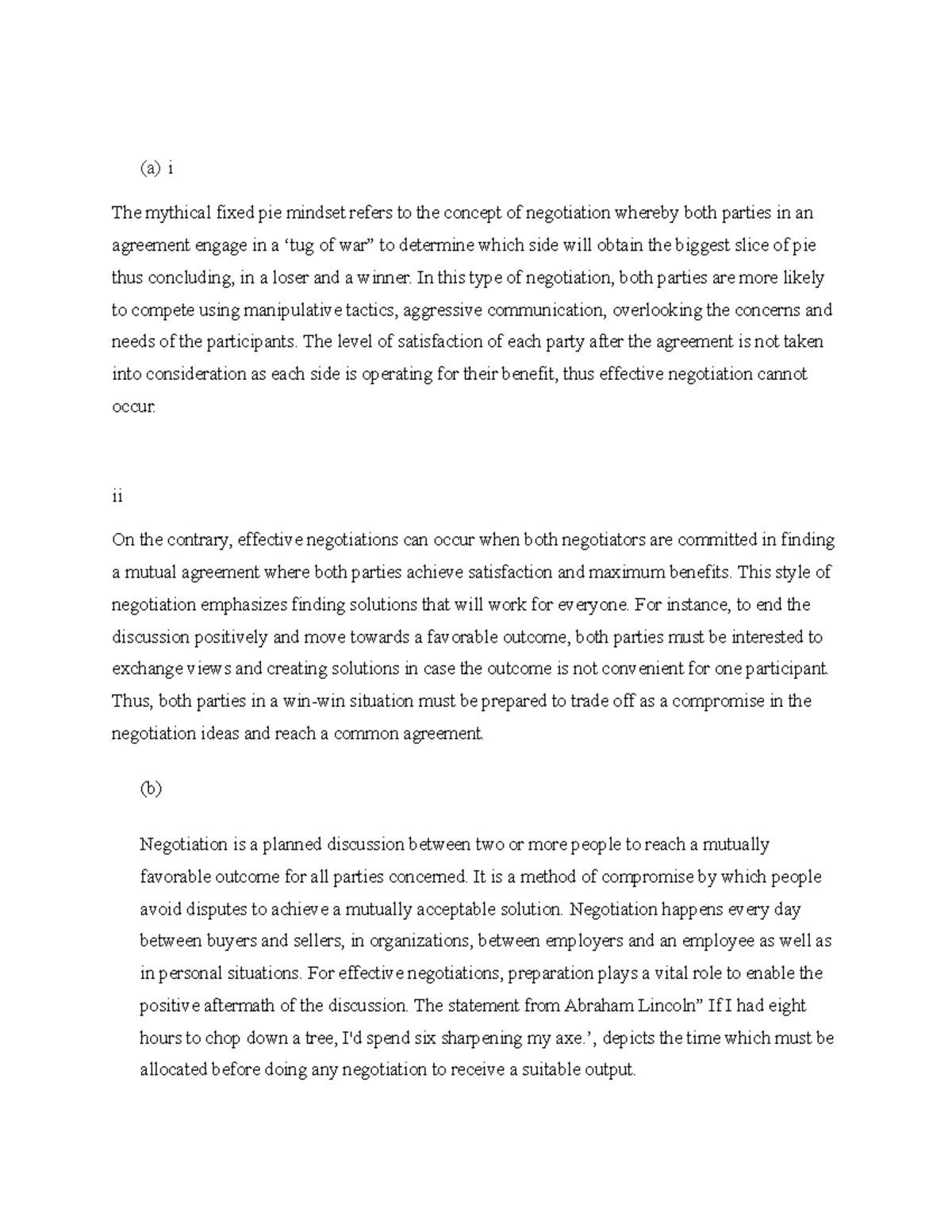 Negotiation Assignment: Principles and Strategies for Effective ...