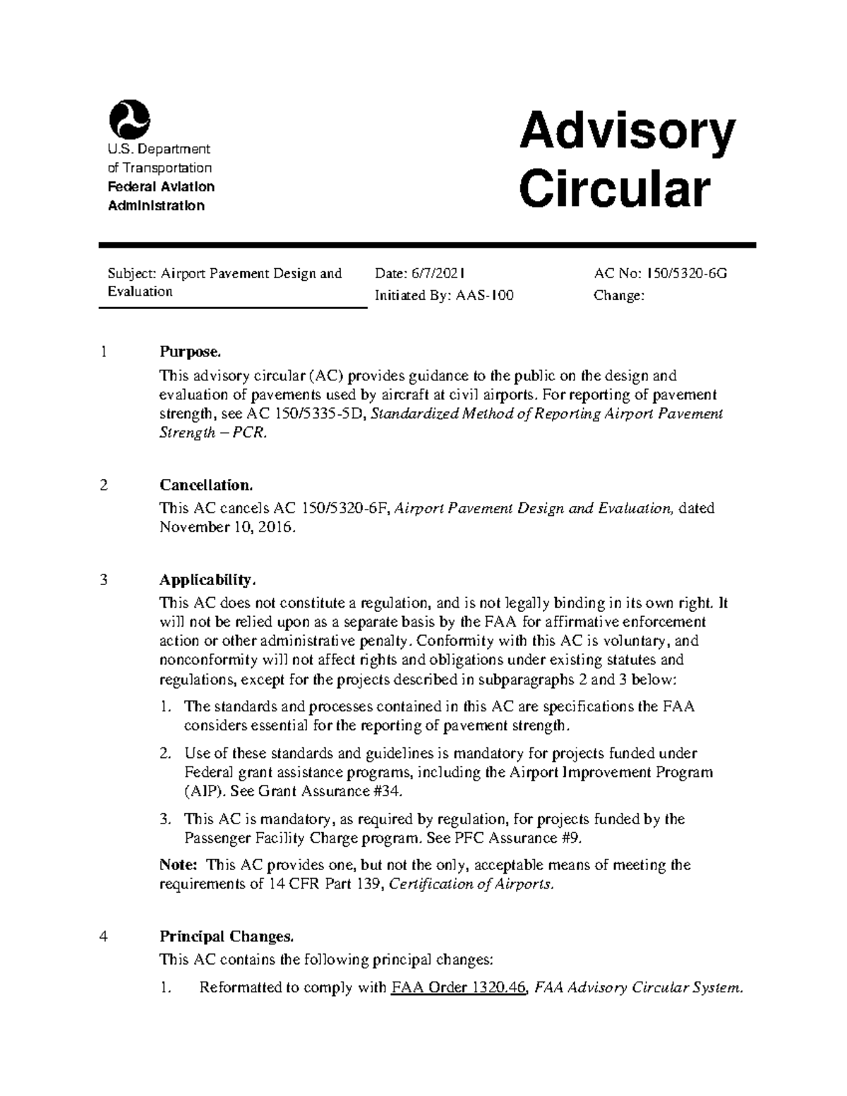 AC 150/5320-6G: Airport Pavement Design & Evaluation Guidance - Studocu