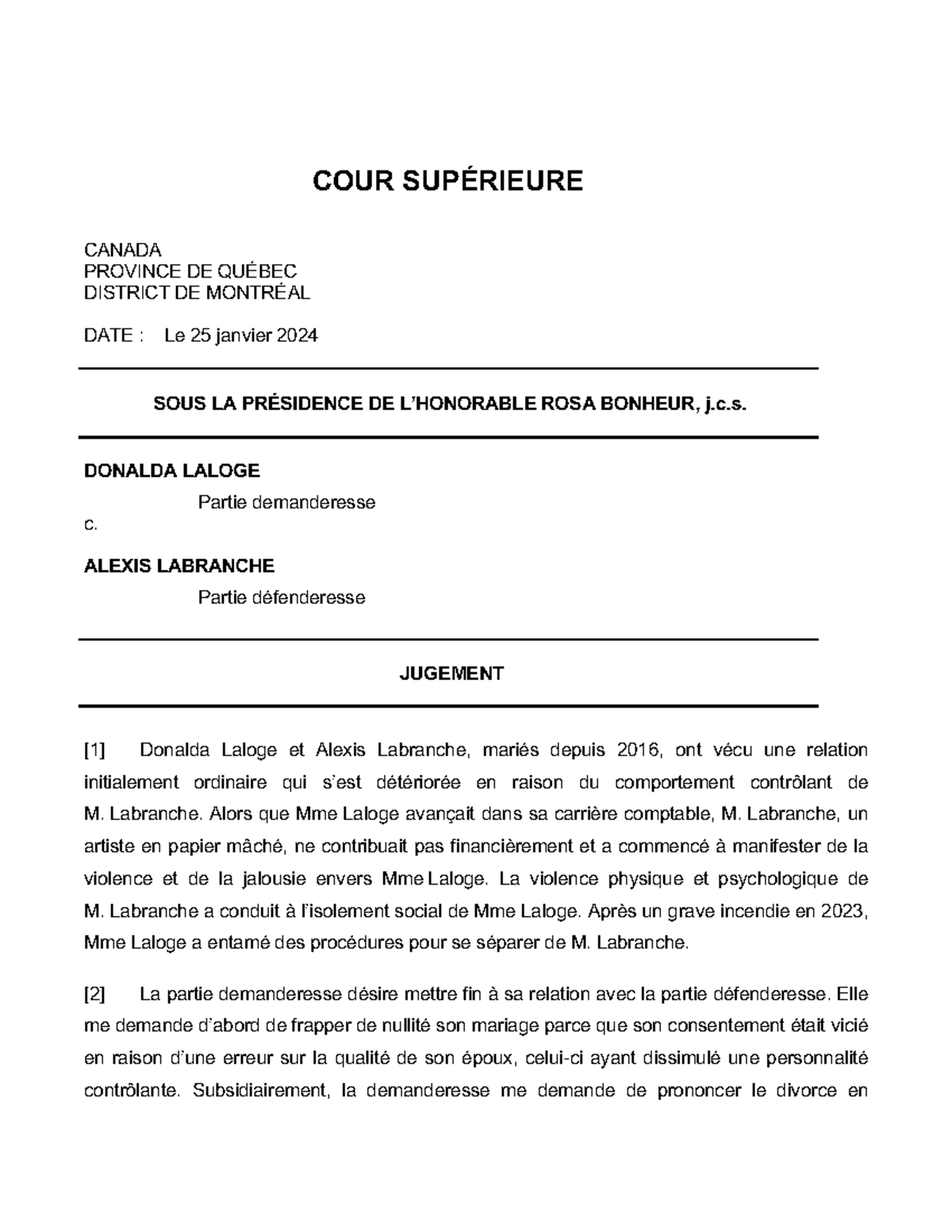Jugement Fictif : Divorce et Partage du Patrimoine Familial (Droit de ...
