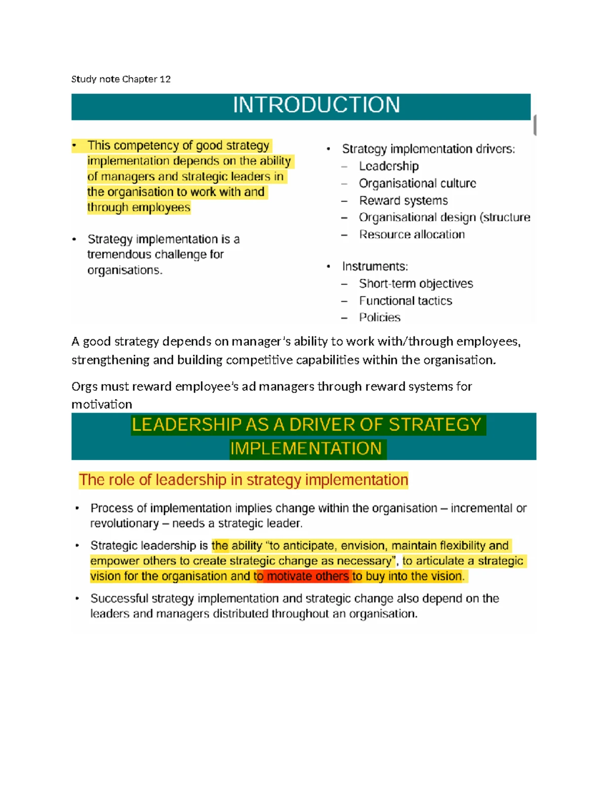 Chapter 14 Study Notes - Strategic Management (5th Ed) SA Concepts ...