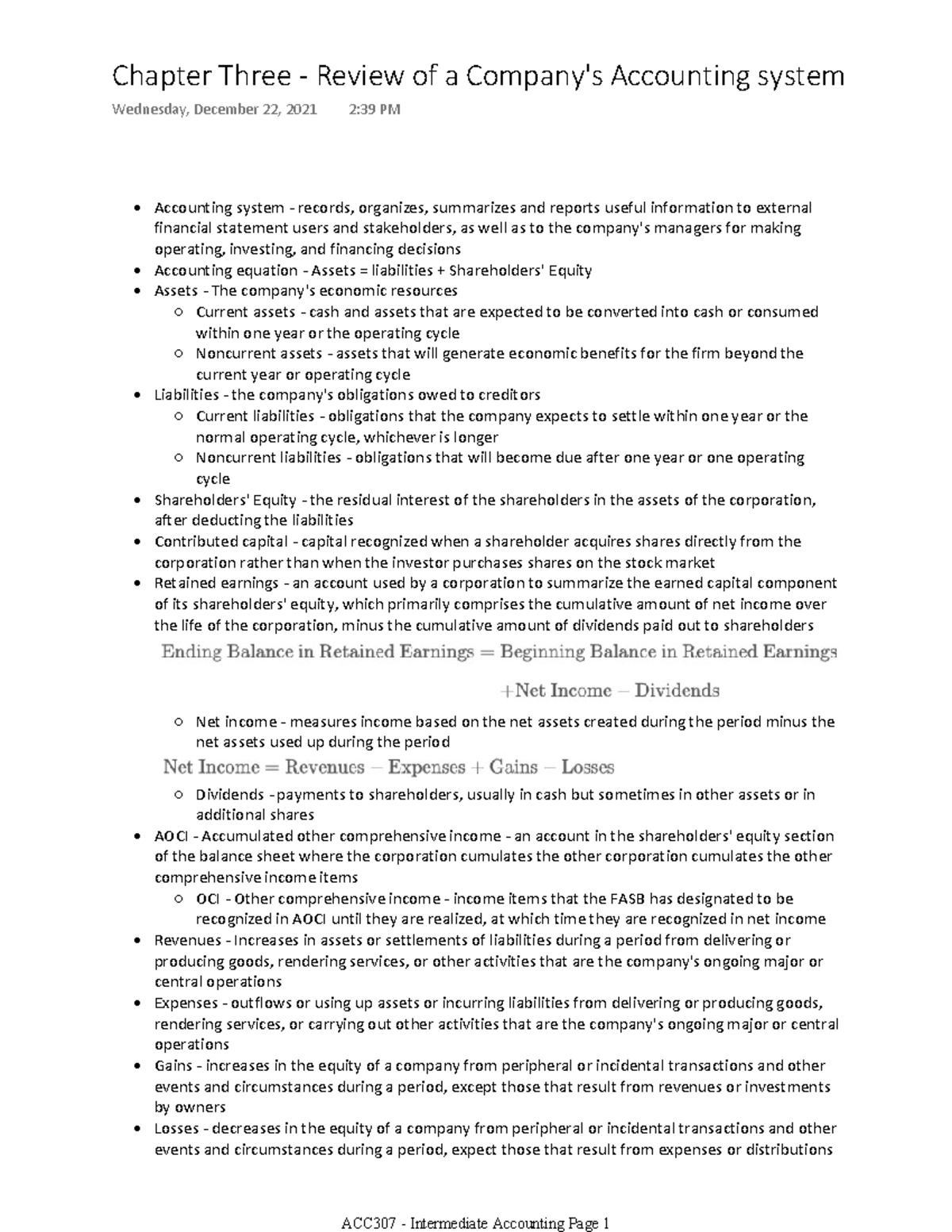 Chapter 3 Notes - Overview of a Company's Accounting System - Studocu