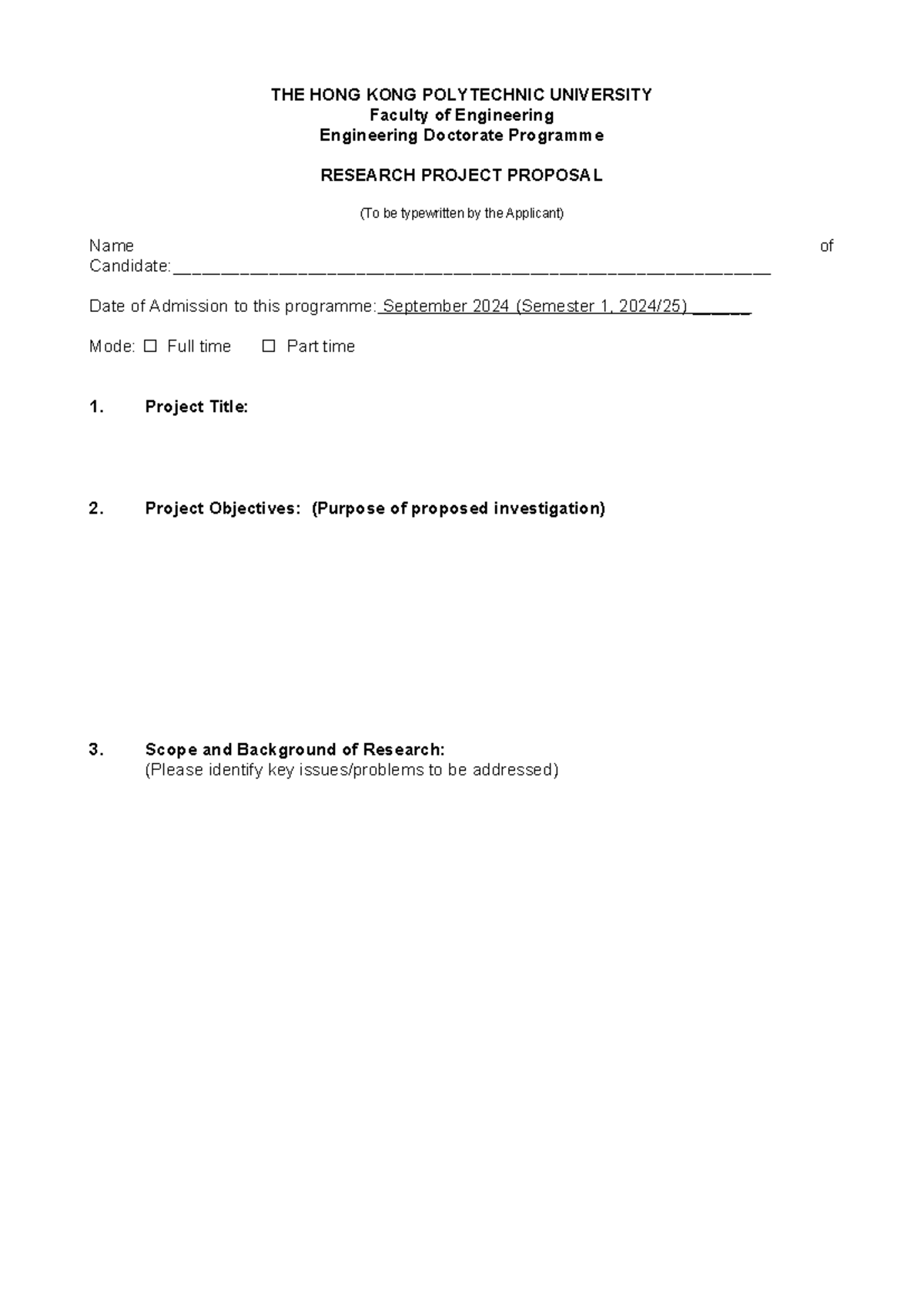 Research Proposal Form - THE HONG KONG POLYTECHNIC UNIVERSITY Faculty ...