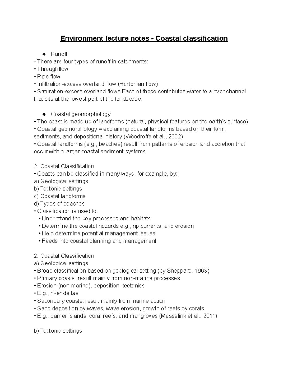 Environment lecture notes - Coastal classification - Coastal ...
