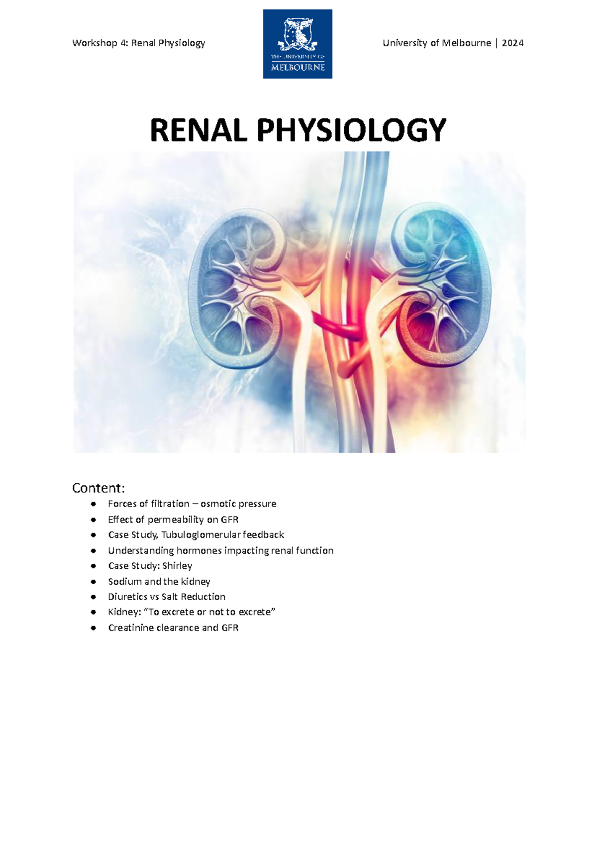 Renal Physiology Workshop 4: Final Exam Notes and Case Studies - Studocu