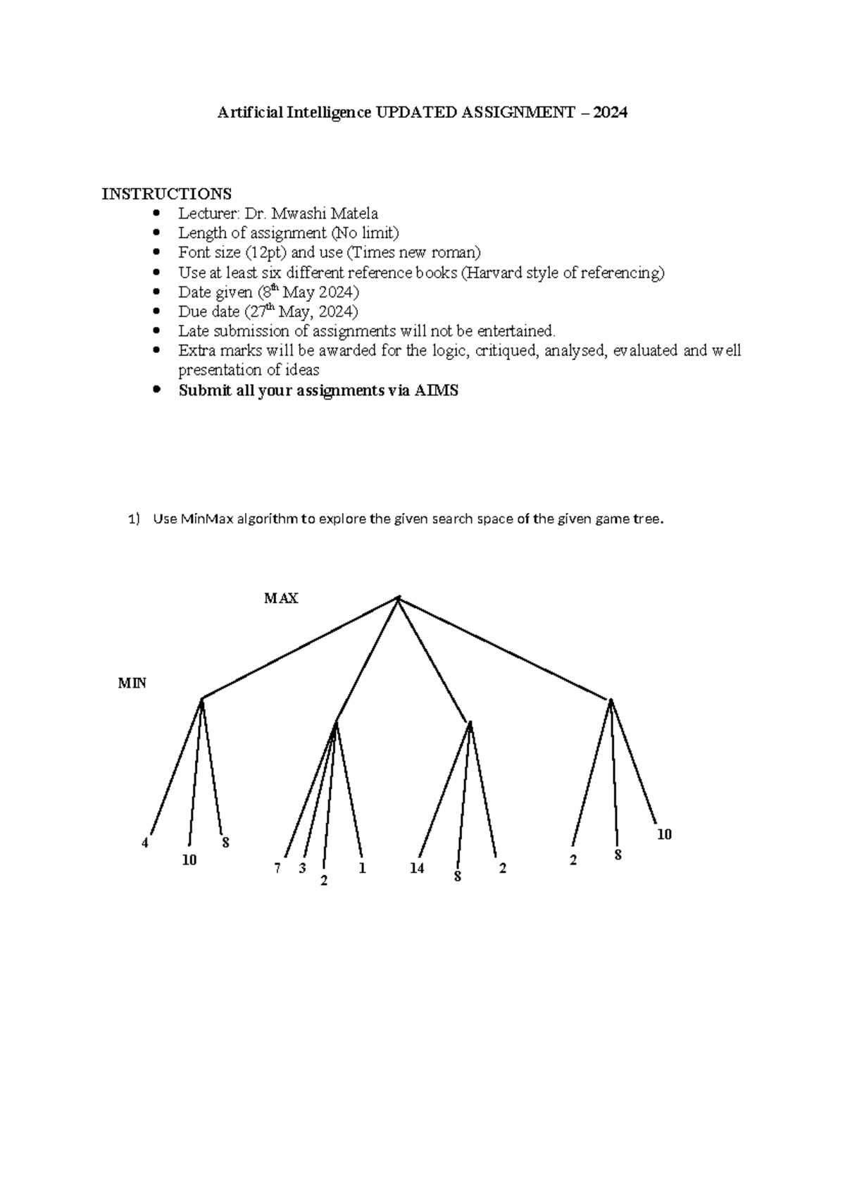 774.AI Final Assignment Instructions - May 2024 - Studocu