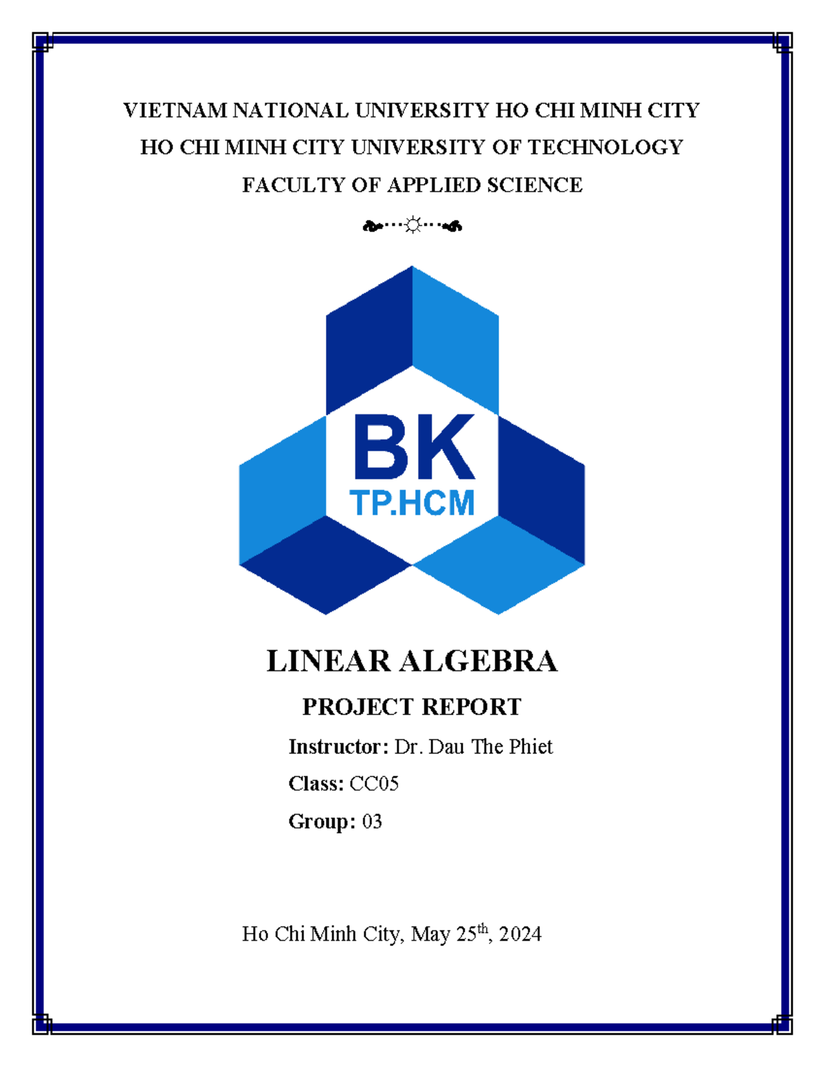 CC05 Group 03 Final Project Report on Linear Algebra Applications - Studocu