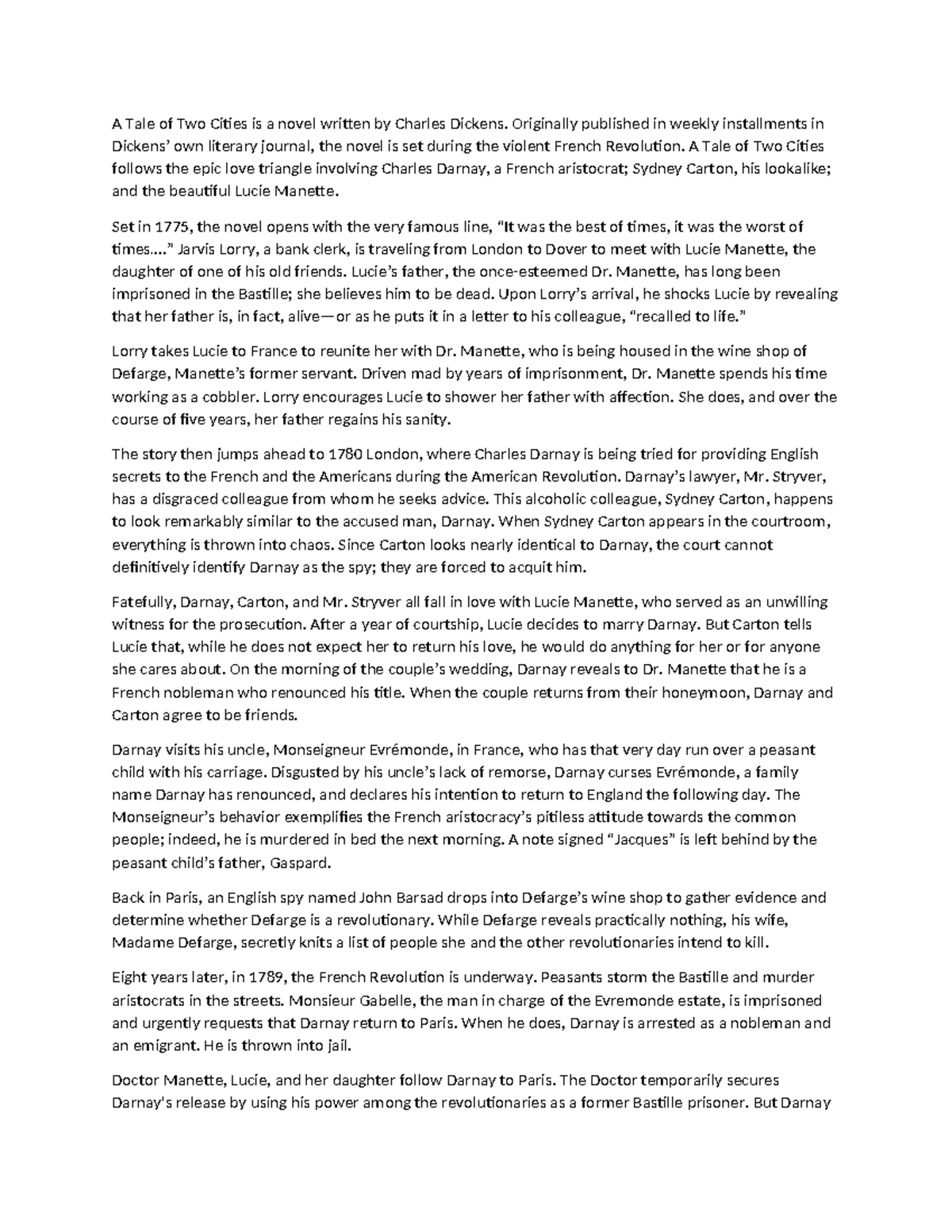 A Tale of Two Cities is a novel written by Charles Dickens - Originally ...