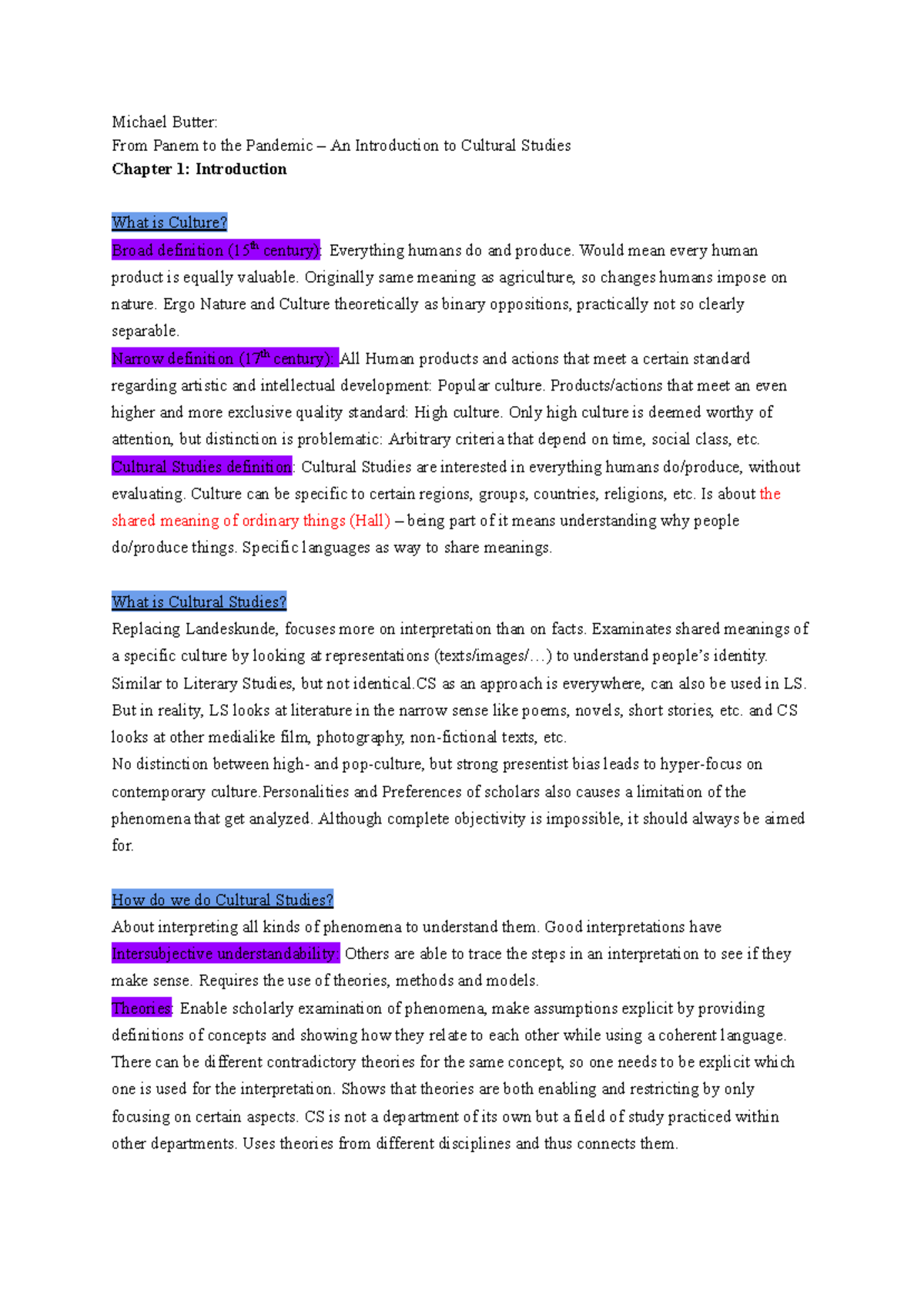 Cultural Studies Insights: Key Concepts and Theories (Course Code ...