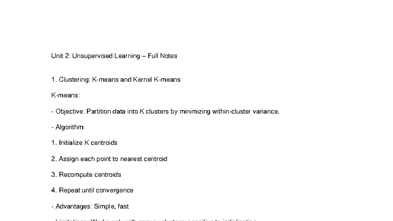 Unit2 Unsupervised Learning Notes - Unit 2: Unsupervised Learning ...