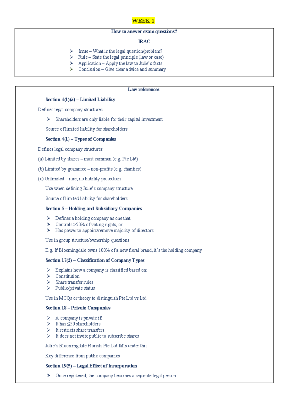 LAW 101: Company Structures and Legal Principles Explained - Studocu
