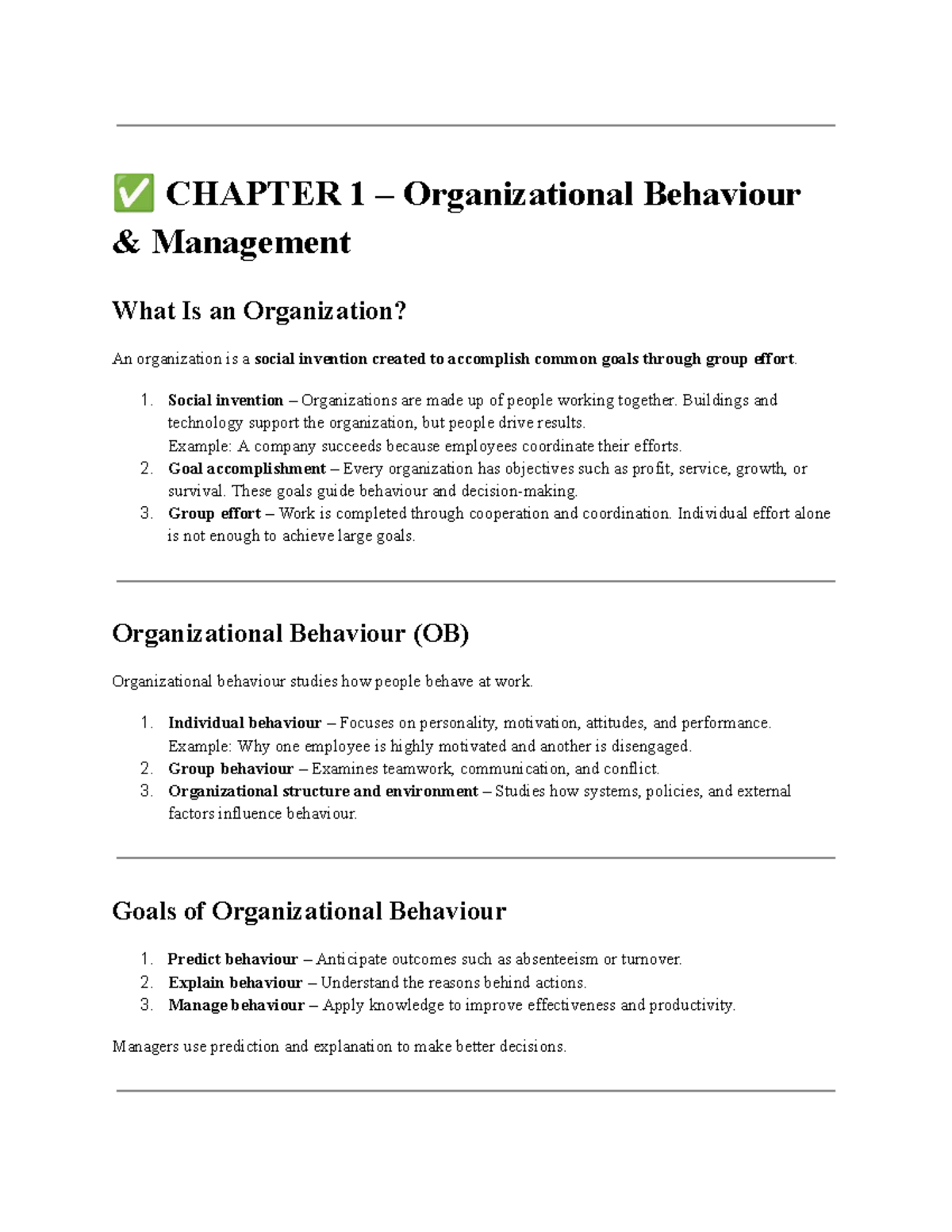 ADMS 2400 - Midterm Notes on Organizational Behaviour Management - Studocu