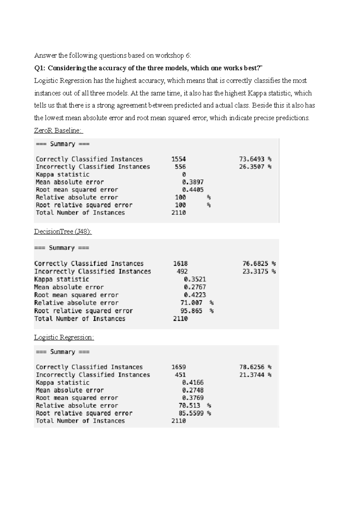 Assignment 6 - Workshop 6 Analysis of Logistic Regression Performance ...