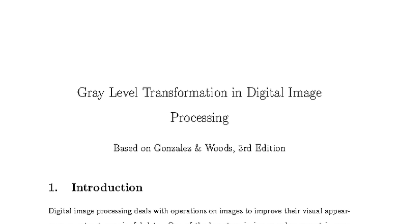Gray Level Transformation in Digital Image Processing (Gonzalez Woods ...