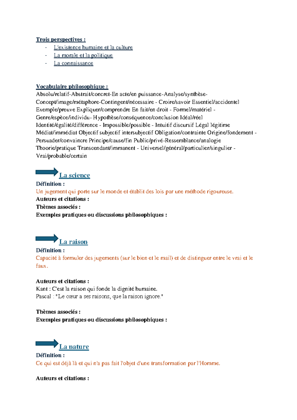 Philosophie - Fiche de Révision pour le Bac de Philosophie (Révisions ...