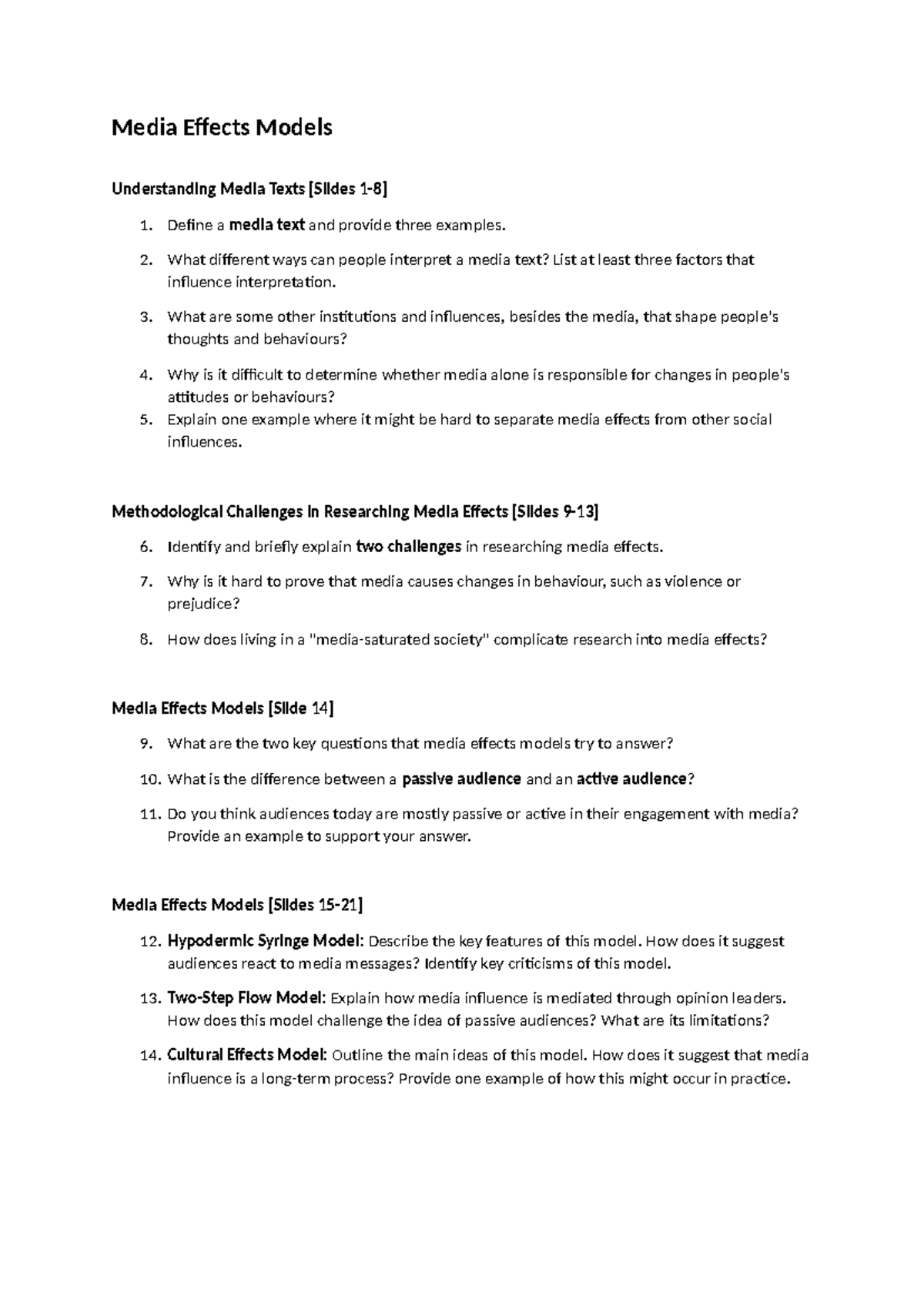 Media Effects Models: Understanding Texts, Interpretations & Challenges ...