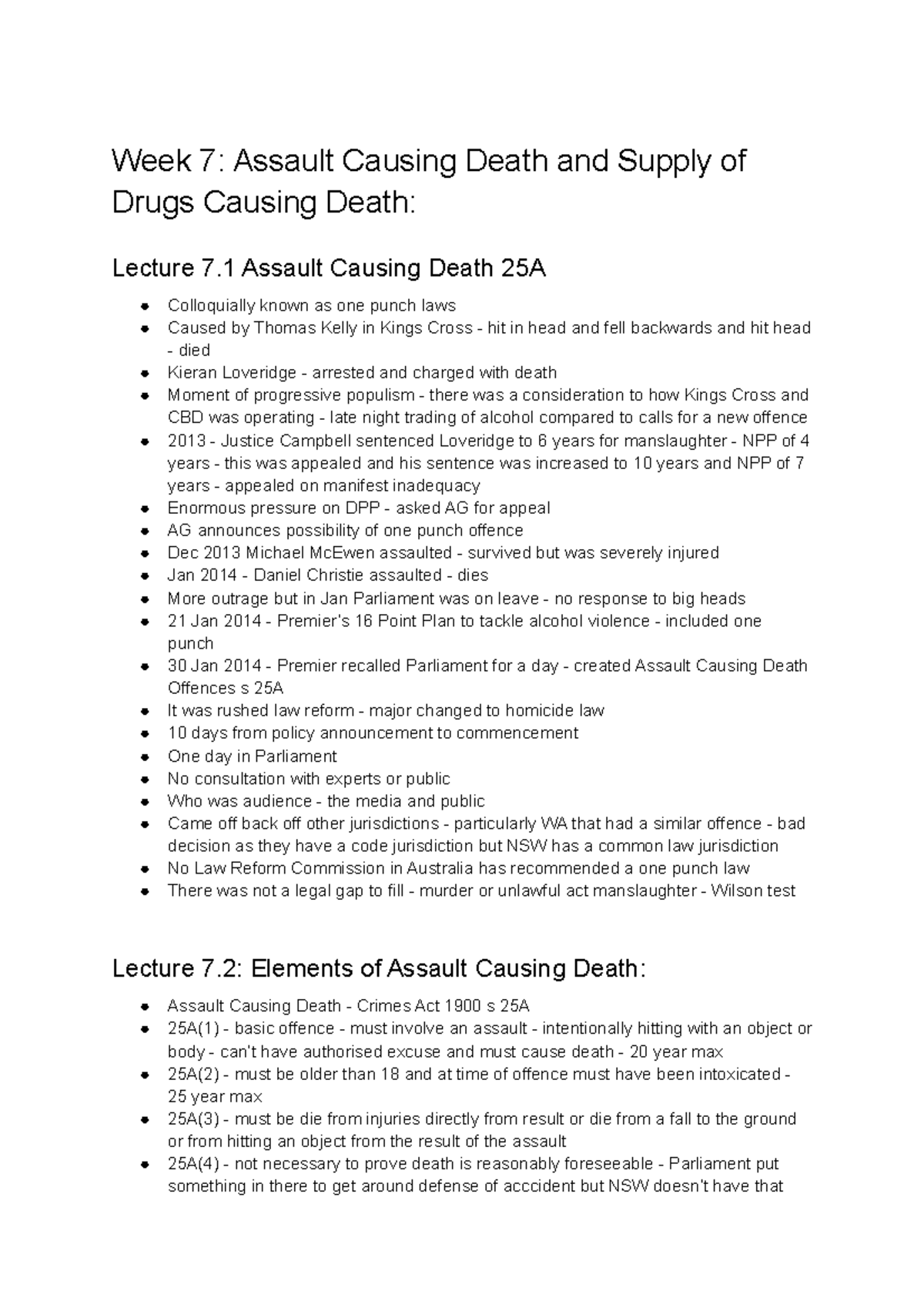 Week 7 Crim A - Summary of lecture notes, readings and seminar work ...