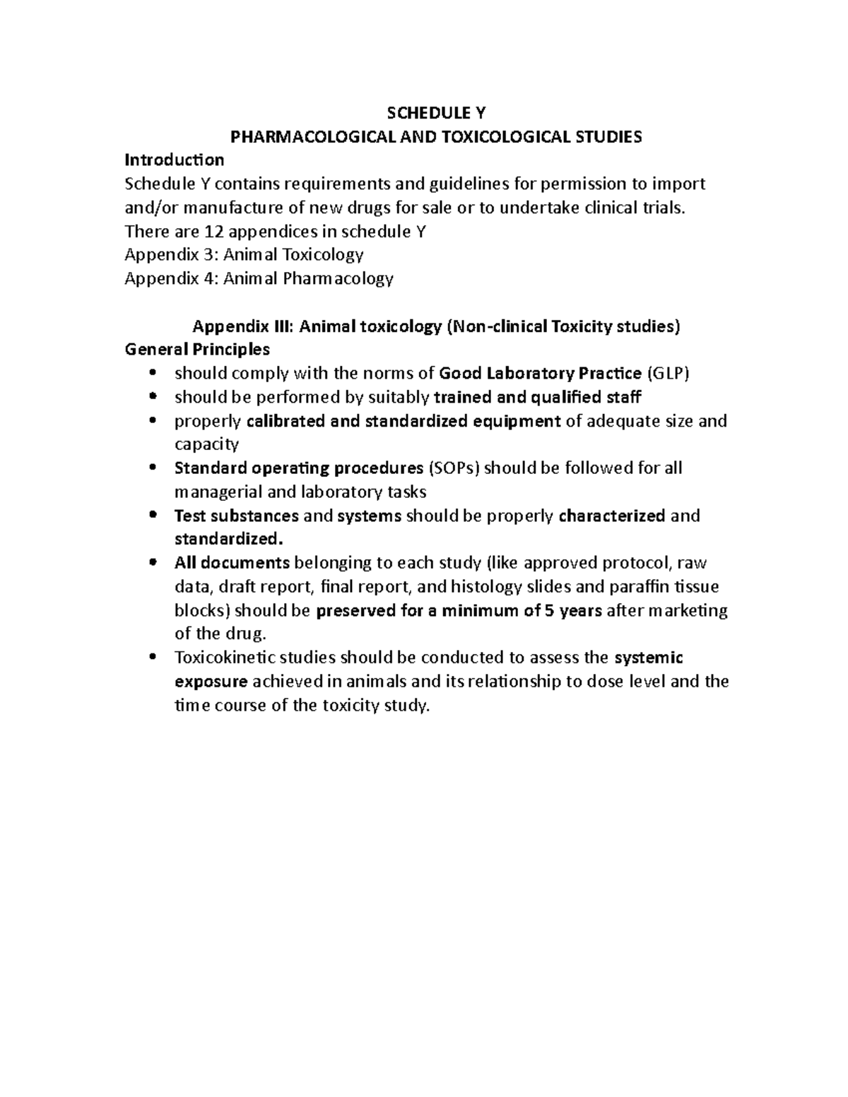 Schedule Y: Guidelines for Pharmacological & Toxicological Studies ...