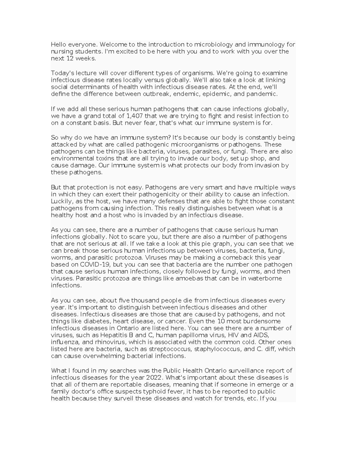 Week 1 Lesson 1 transcript - Hello everyone. Welcome to the ...