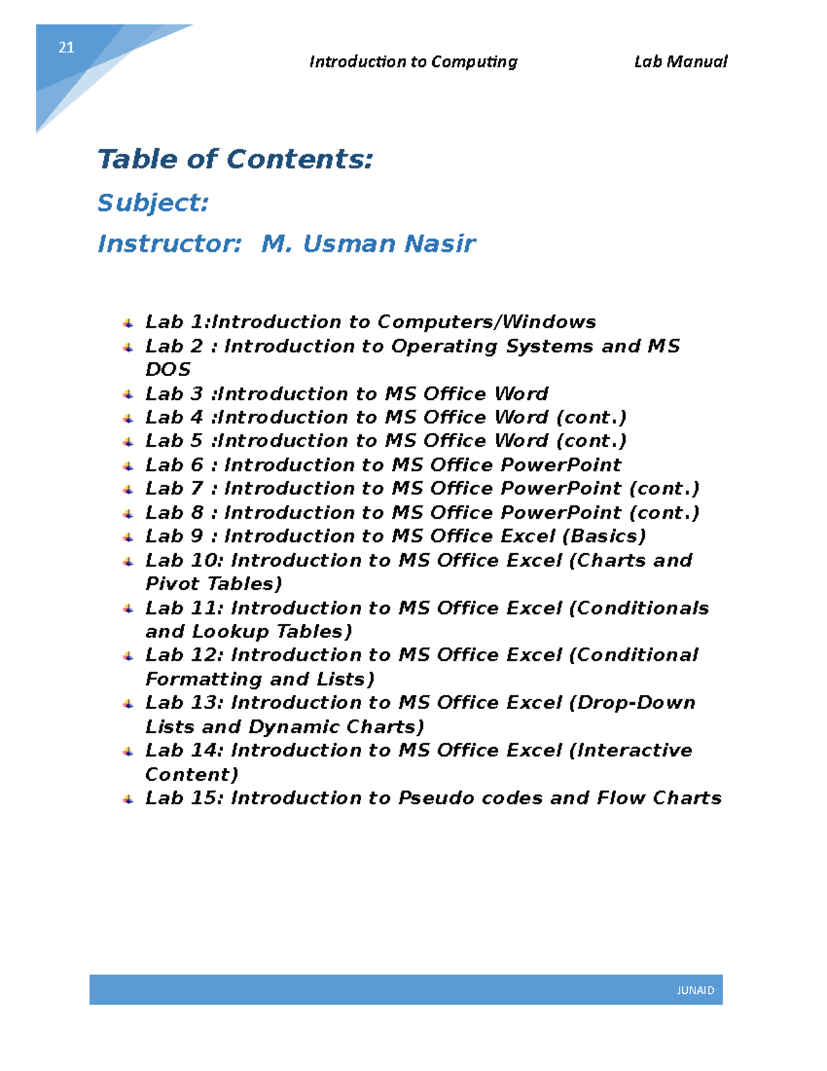ITC 101 - Comprehensive Lab Manual for Computing Essentials - Studocu