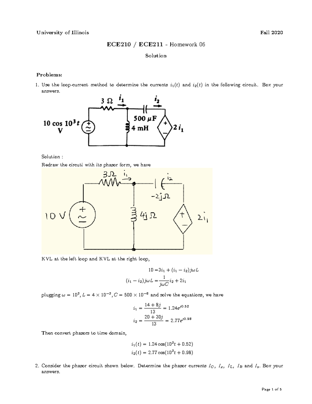ECE210/ECE211 Fall 2020 Homework 06 Solutions and Analysis - Studocu