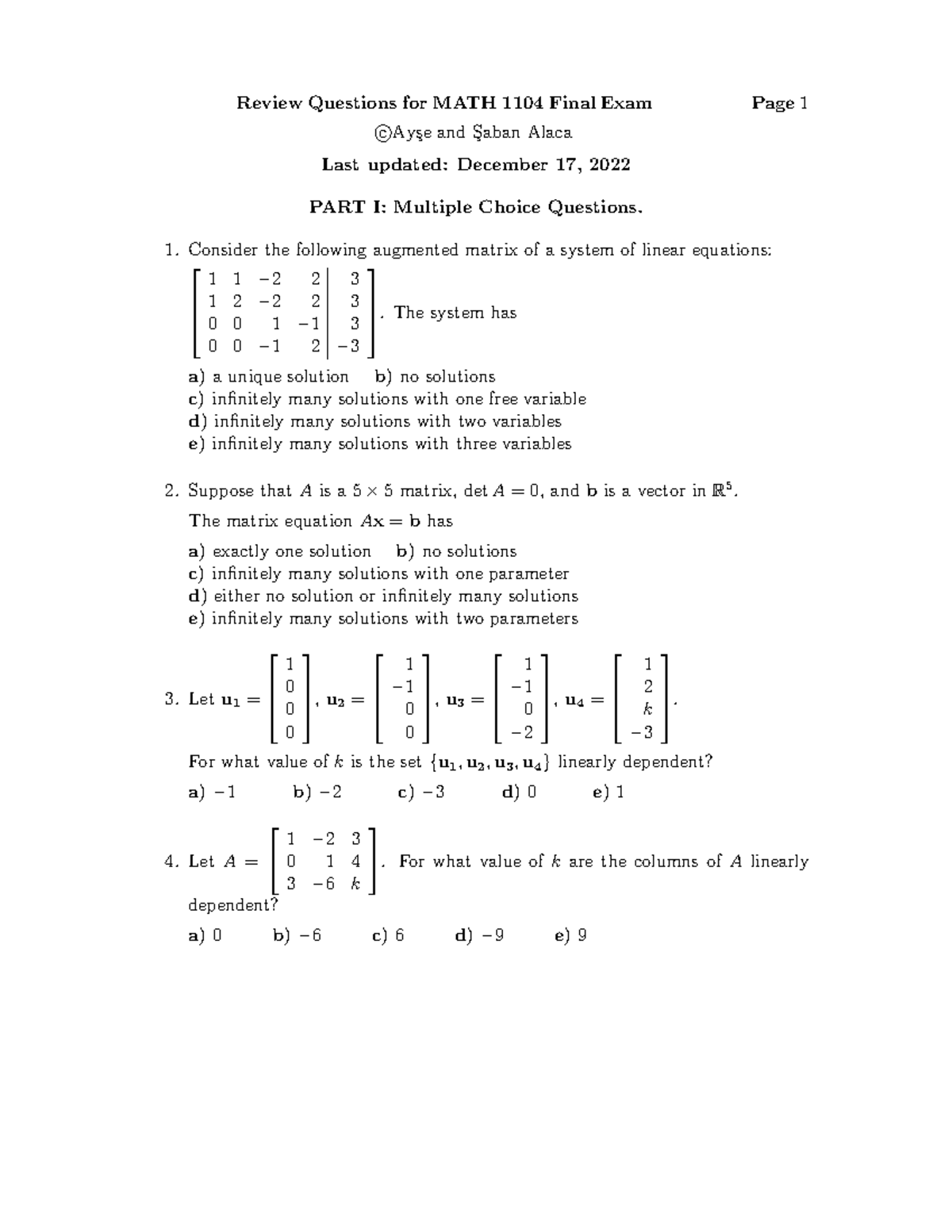 Review for MATH 1104 Final Exam: Comprehensive Guide to Key Topics ...