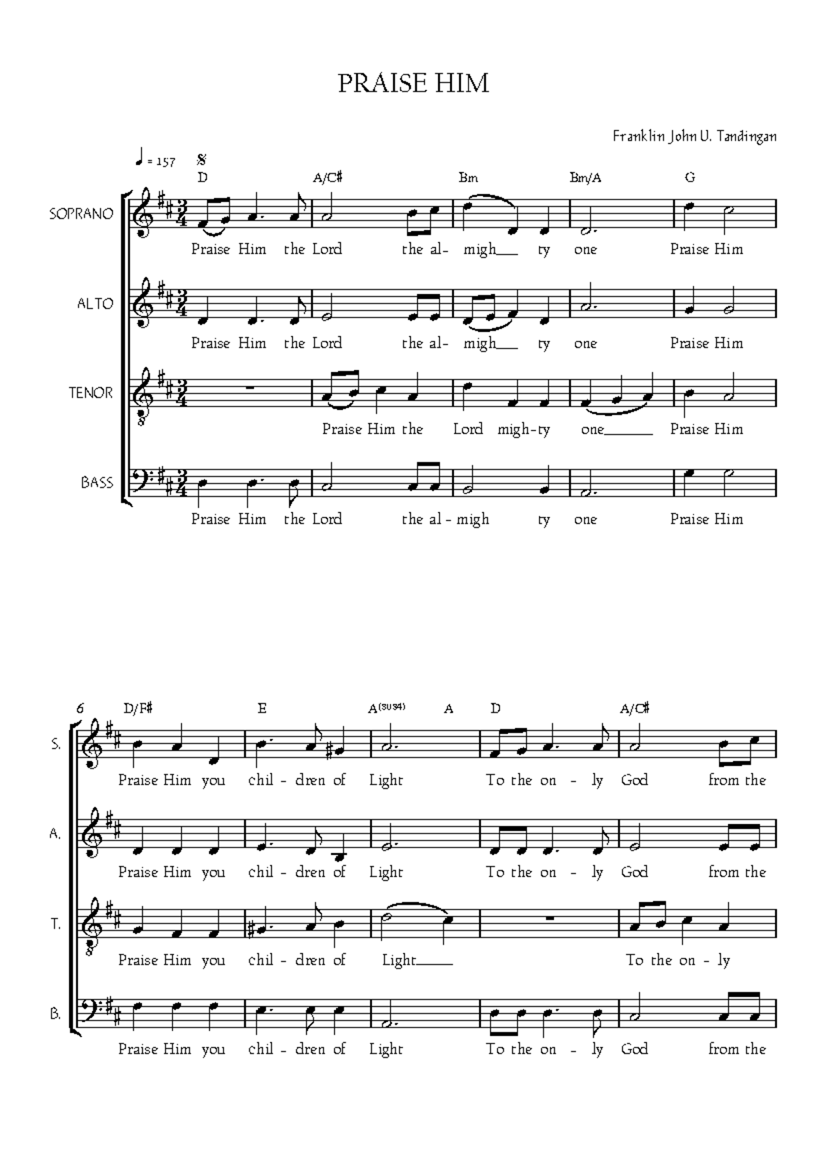 Final 3RD MASS Notes - PRAISE HIM 3 j 4 œ œ œ q 157 - Studocu