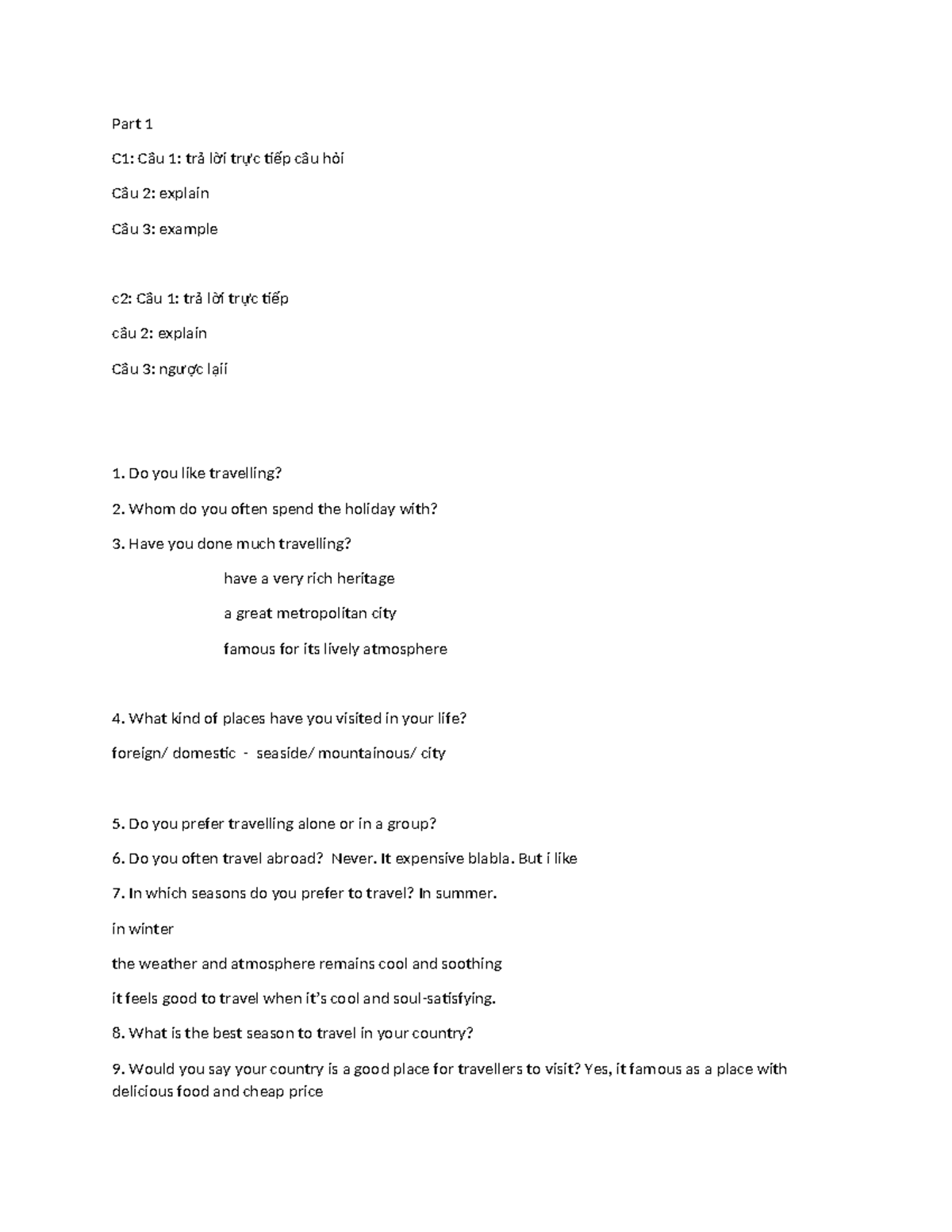 Part 1 - ielts writing - Part 1 C1: Câu 1: trả lời trực tiếp câu hỏi ...