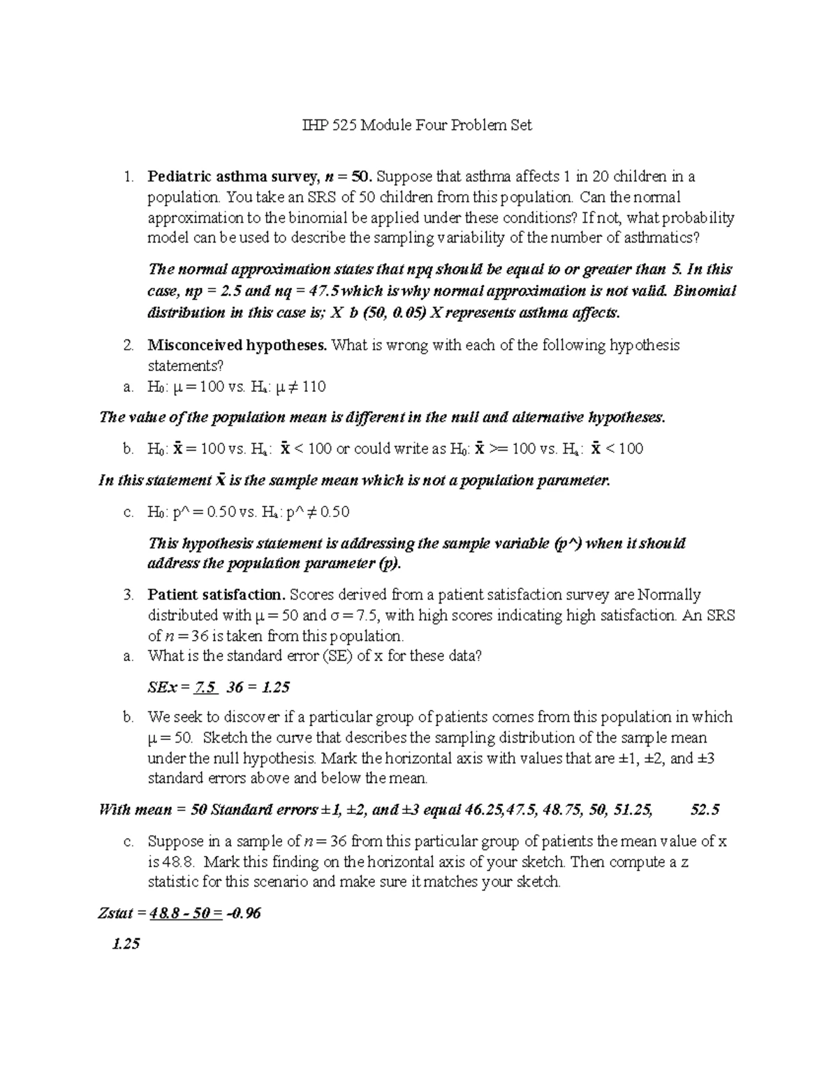Biostatistics Quiz 4 Answers and Key Concepts Review - Studocu