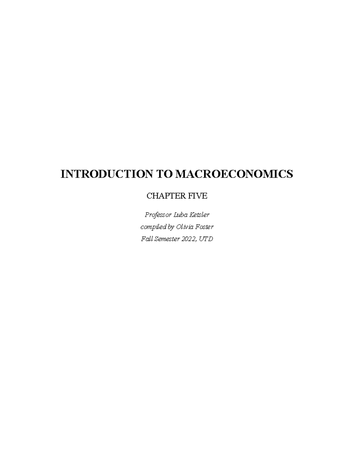 Macroeconomics 101: Chapter 5 Notes on Economic Concepts - Studocu