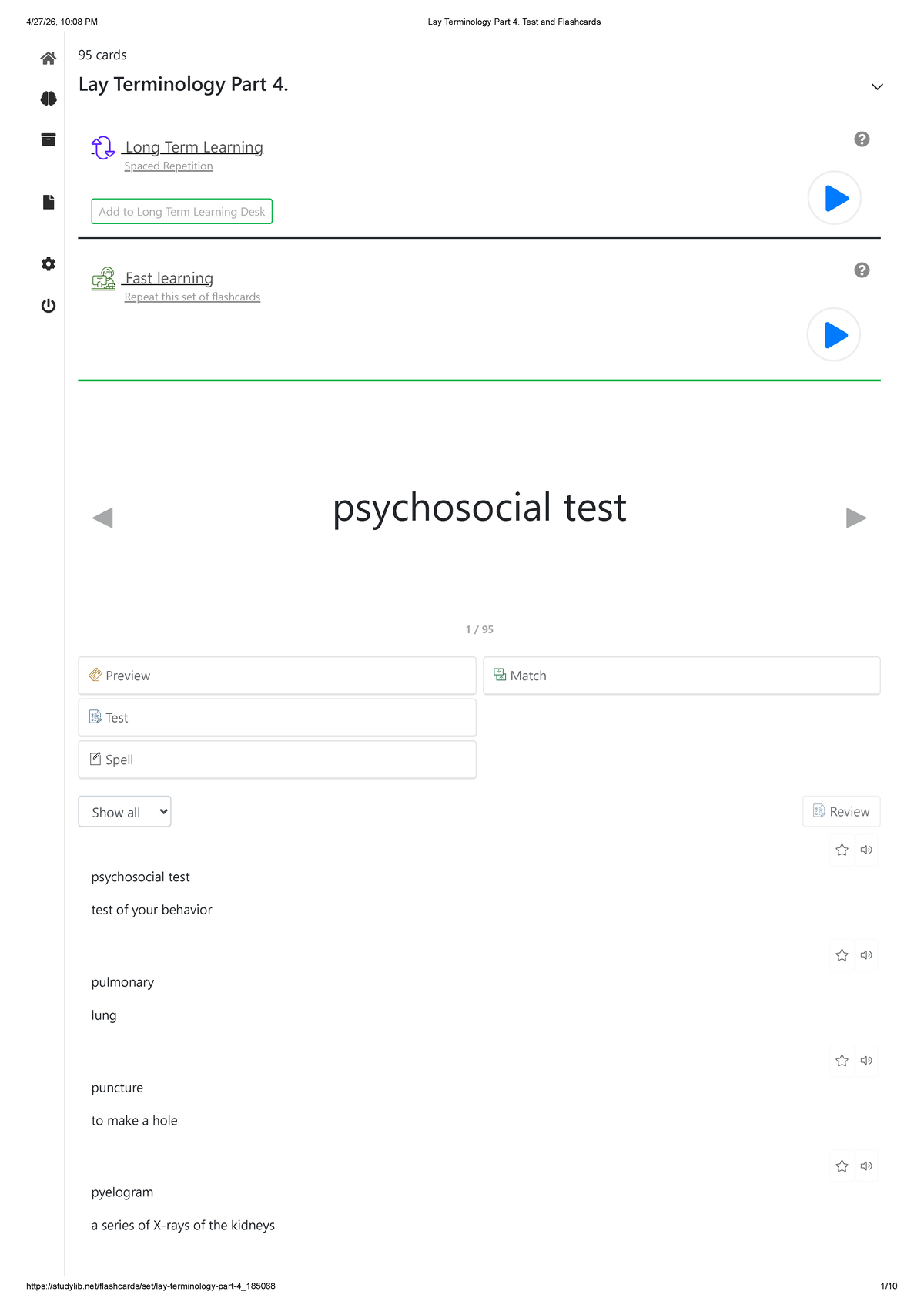 Lay Terminology Part 4: Flashcards & Study Guide for Test - Studocu