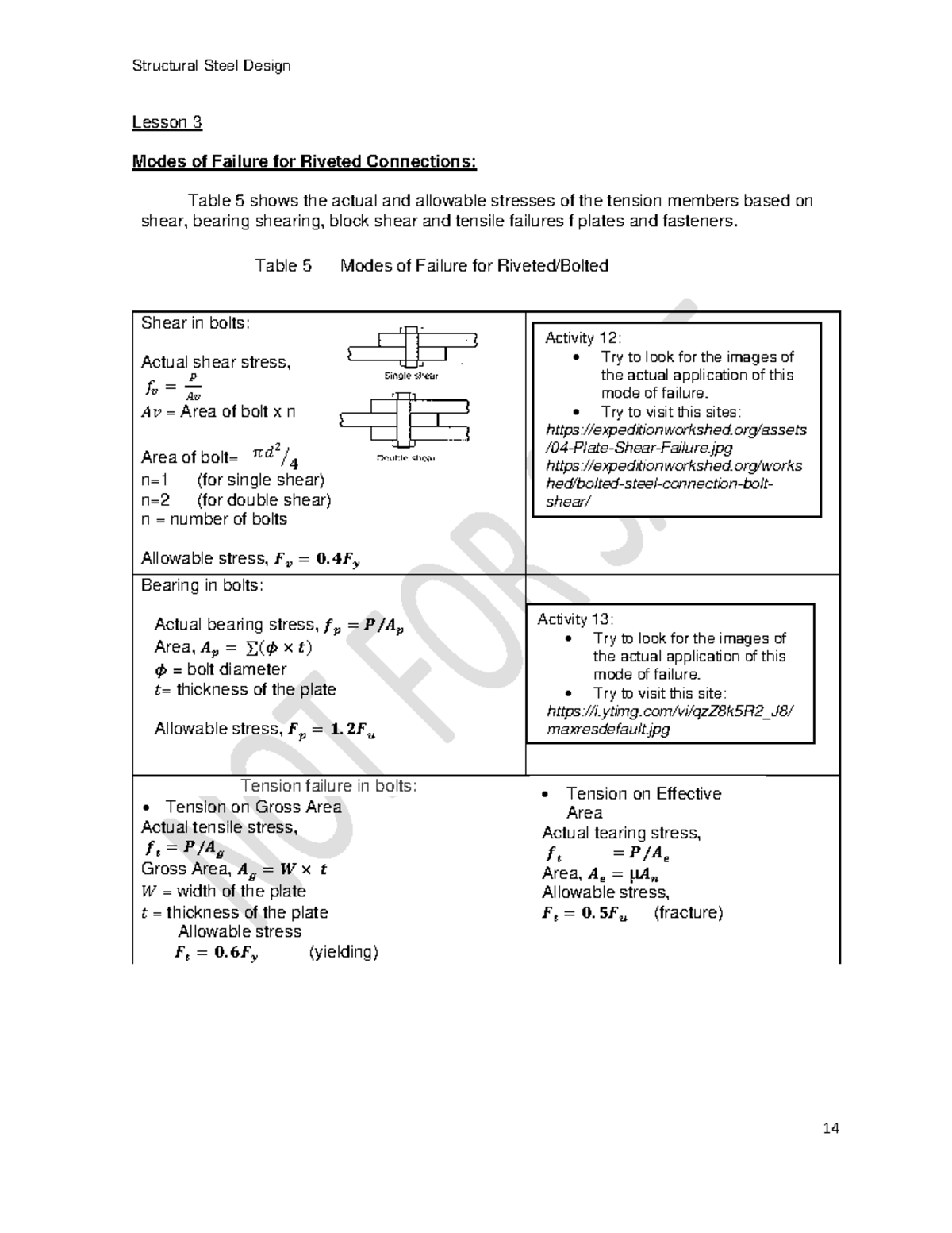 PC 02 L3 - Modes of Failure in Riveted Connections Analysis - Studocu
