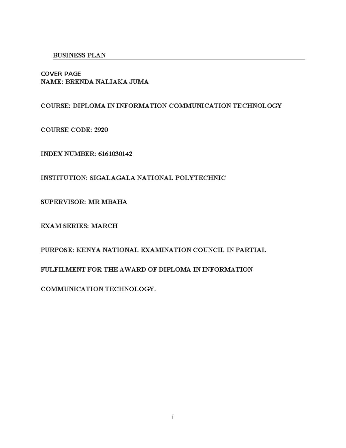 Business Plan for Computer Enterprise - ICT Diploma Course 2920 - Studocu