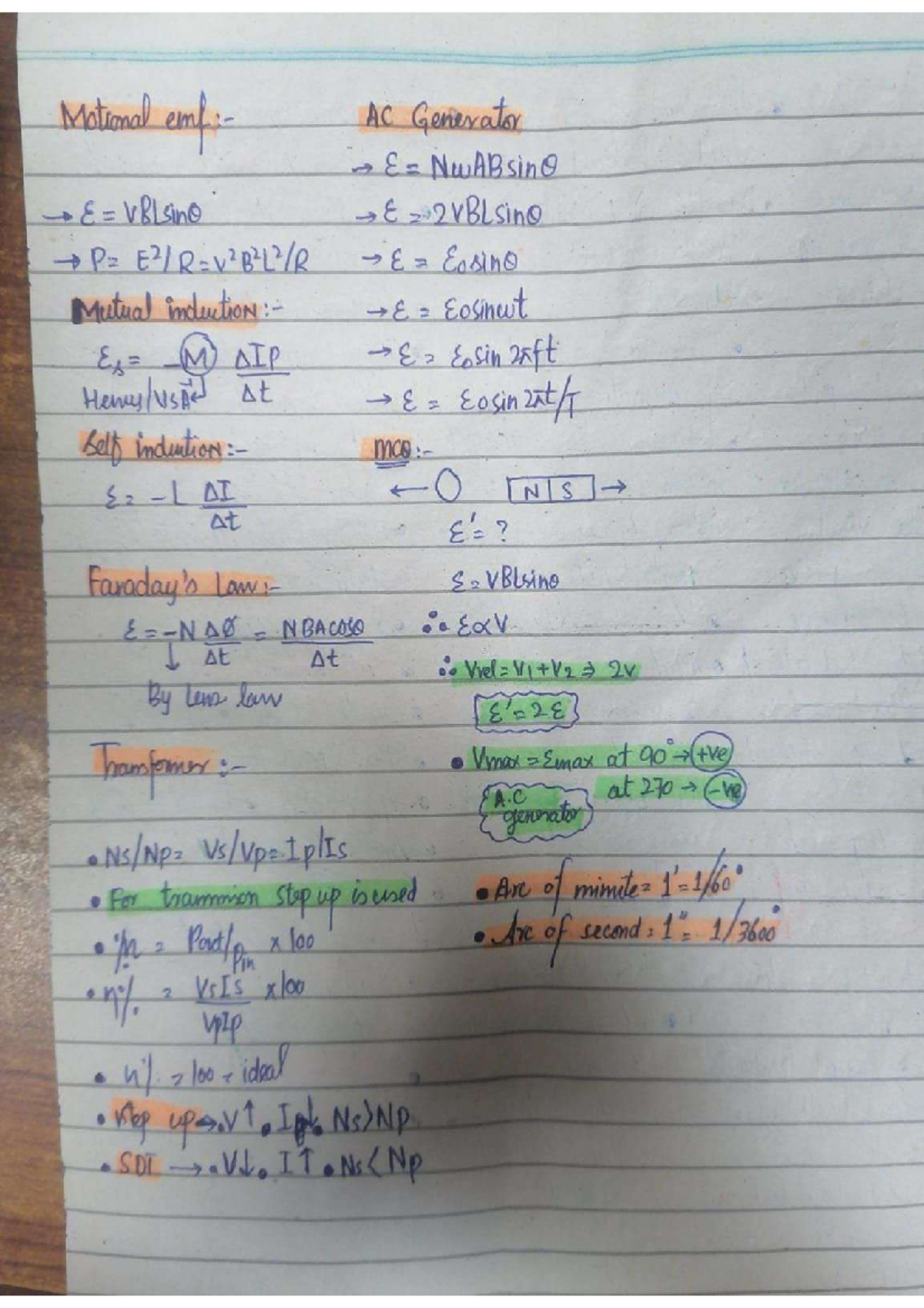 Electromagnetic Induction Notes for AC Generators and Laws - Studocu