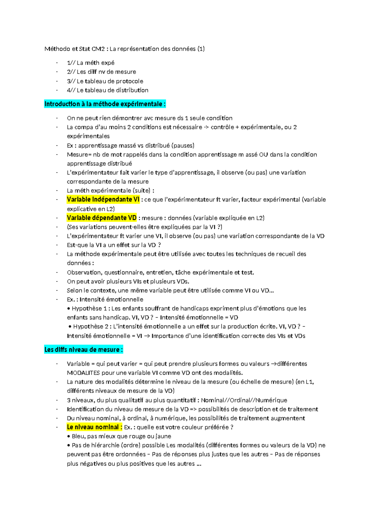 Méthodo et Stat CM2 - Notes sur la Méthode Expérimentale et les Mesures ...