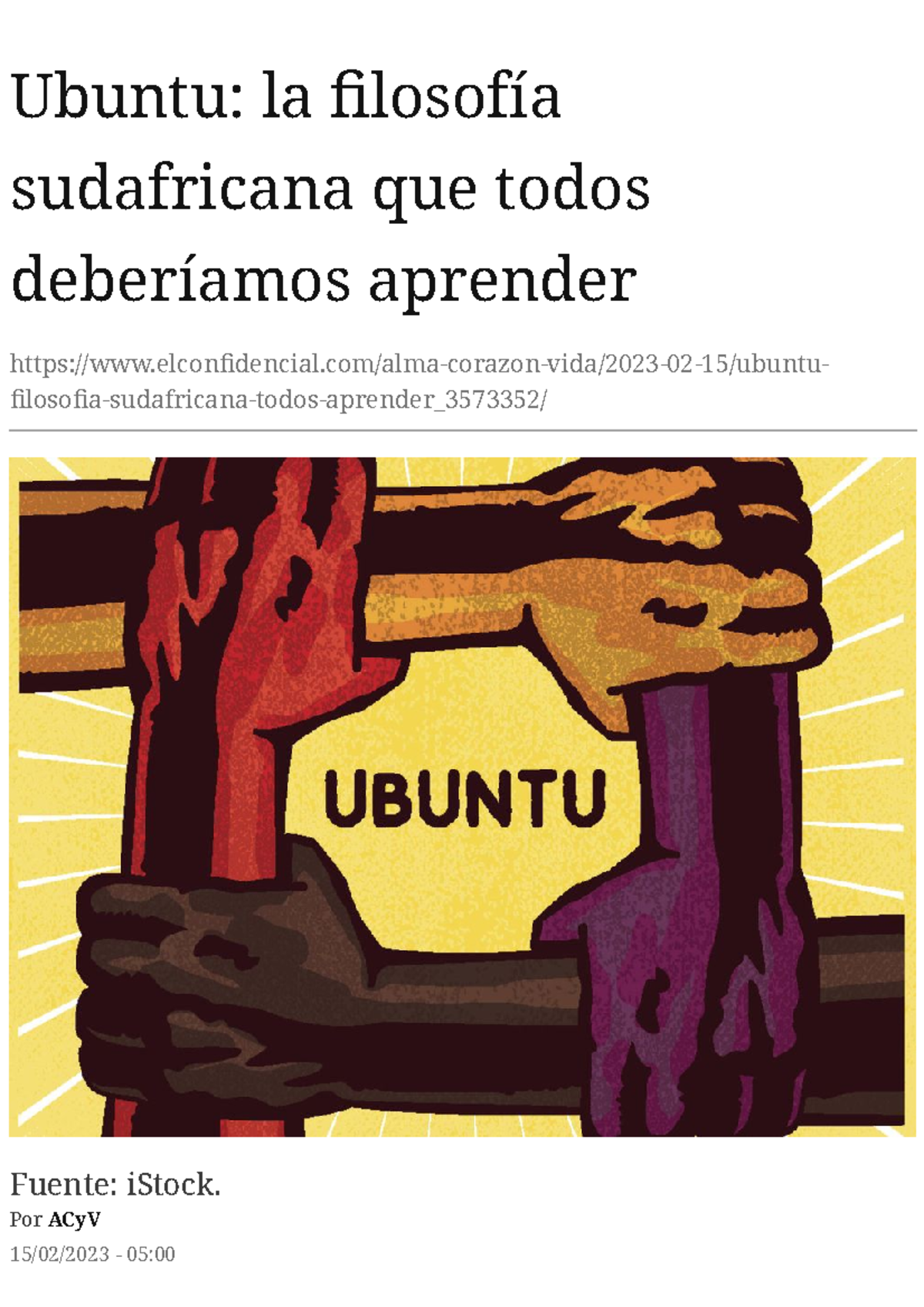 Ubuntu: La Filosofía Sudafricana que Todos Deberíamos Conocer - Studocu