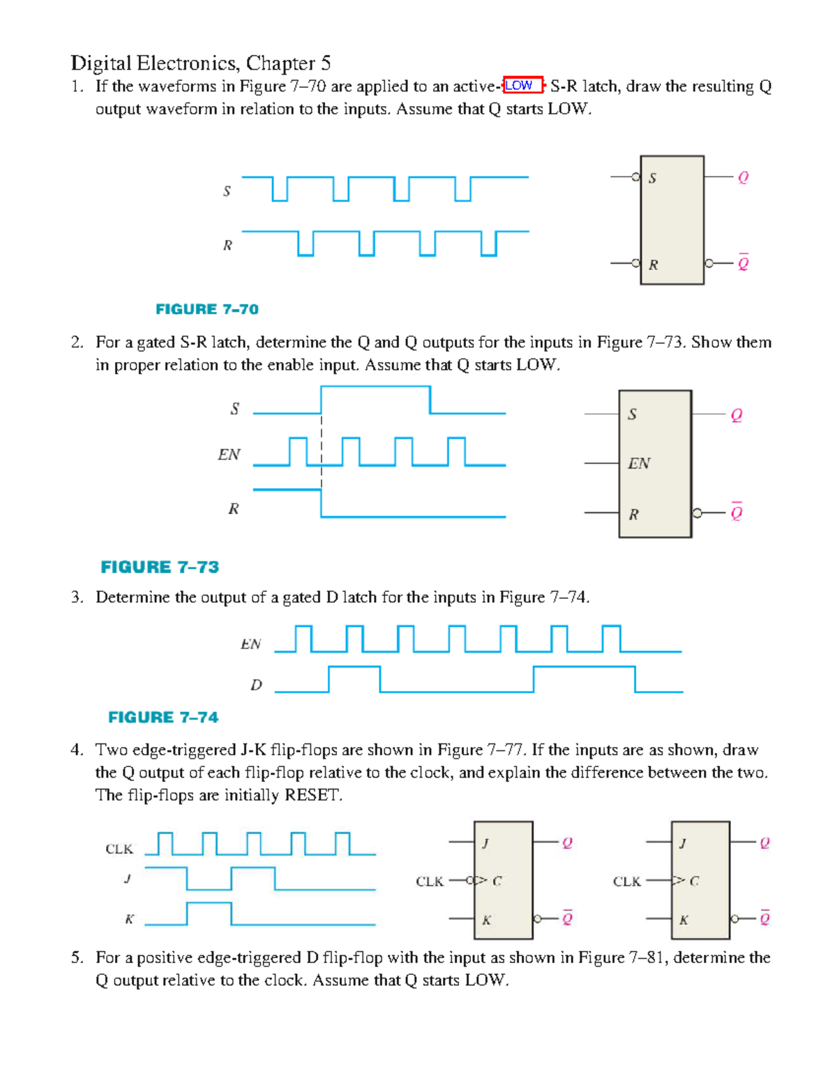 Digital Electronics (Course Code: DE101) - Chapter 5 Problems and ...