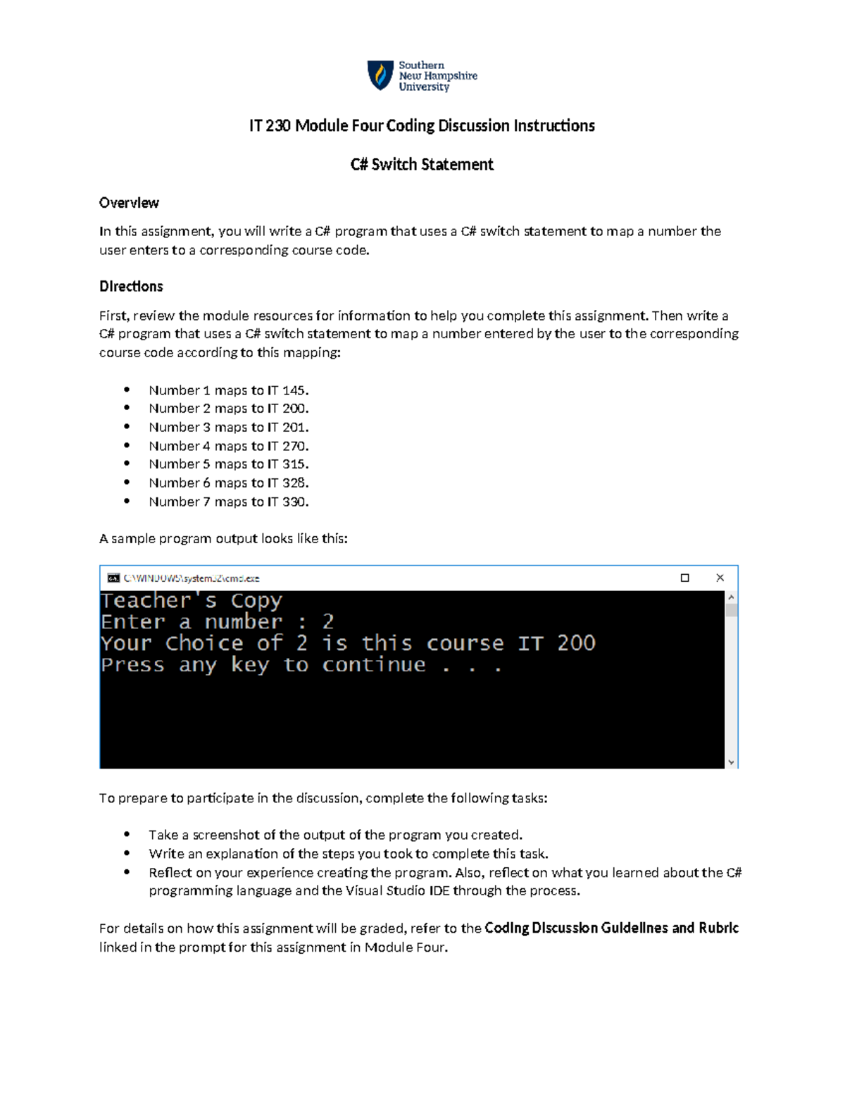 IT 230 Module Four Coding Discussion Instructions - Directions First ...