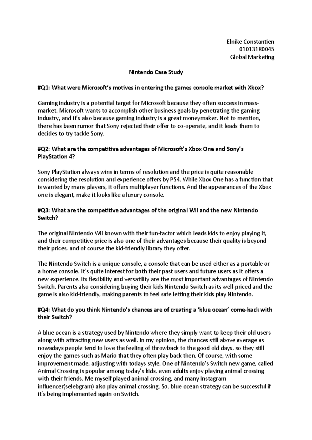 Pdfcoffee - NINTENDO CASE STUDY - Elnike Constantien 01013180045 Global ...