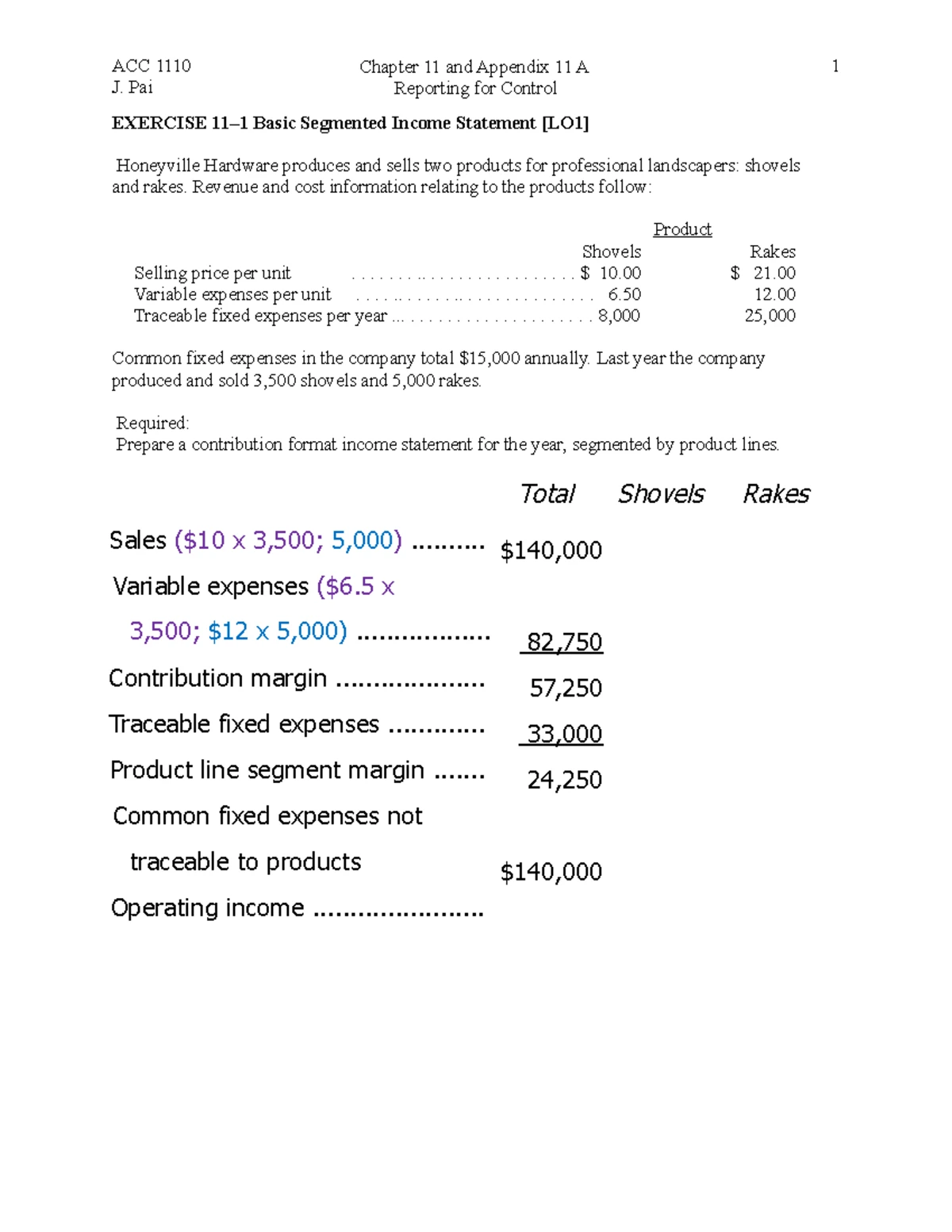 Ch 11 & 11A Notes - ACC 1110 J. Pai Chapter 11 and Appendix 11 A ...