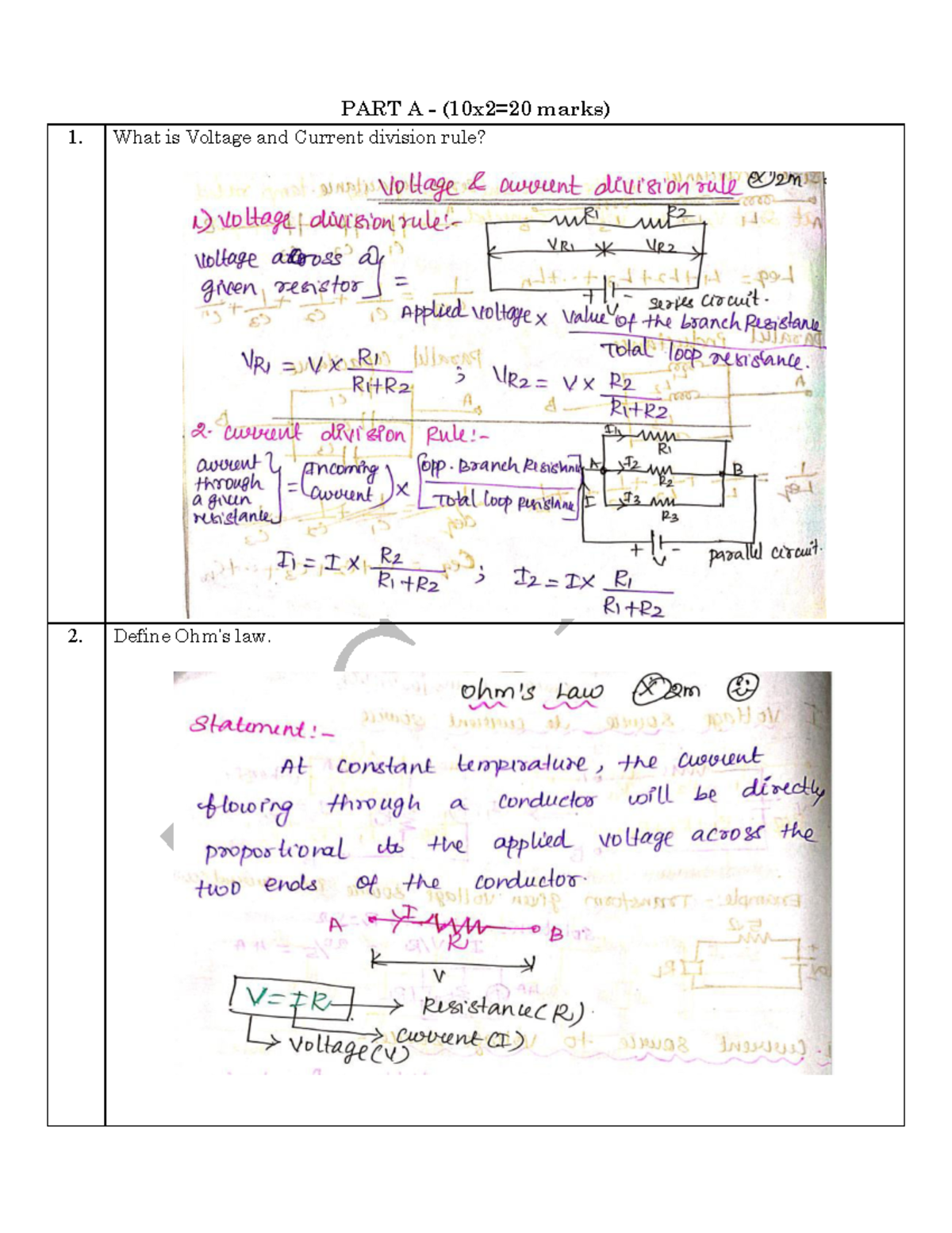BEEE 2026 - Important Questions on Voltage, Current, and Safety Notes ...